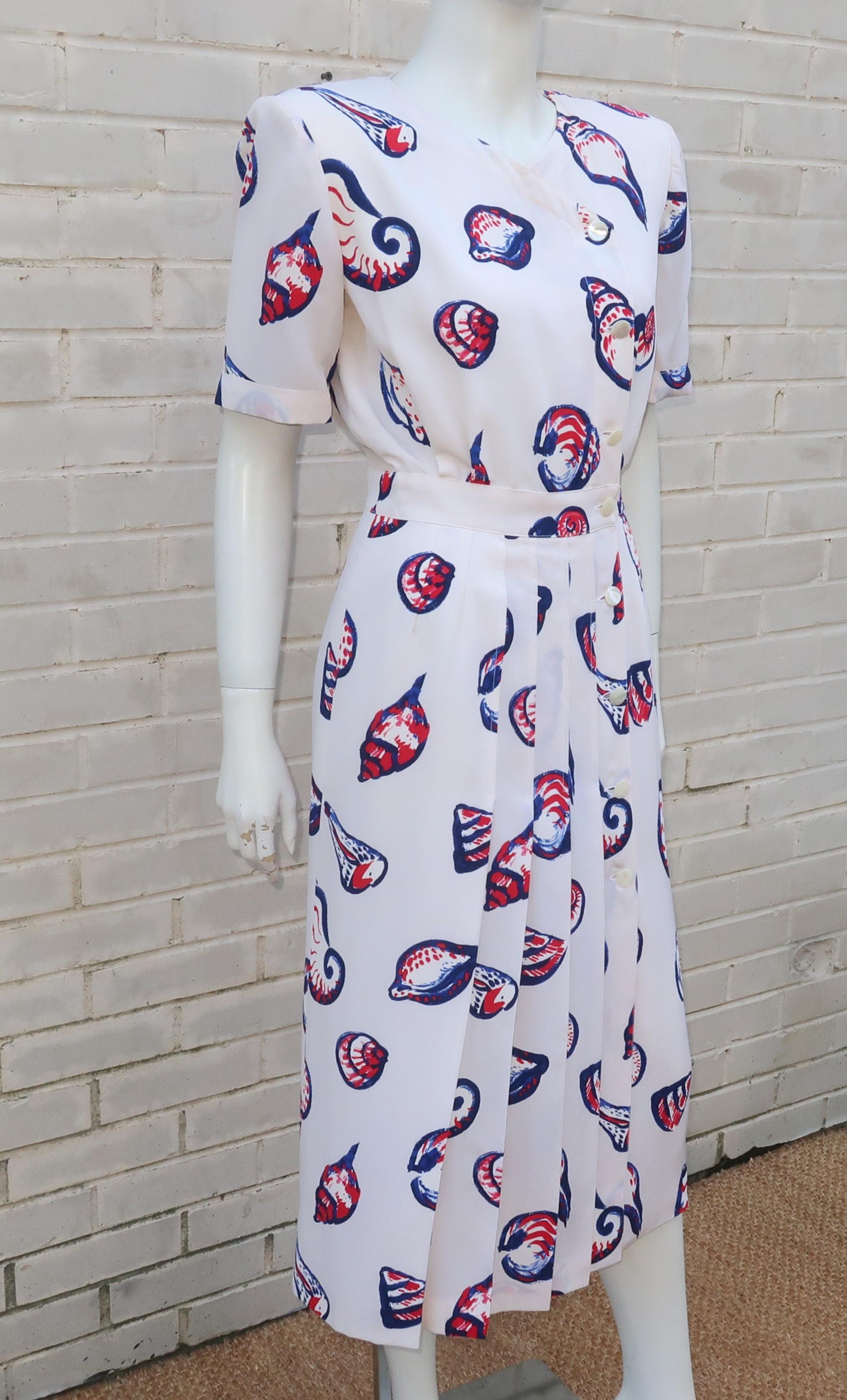 Emanuel Ungaro Silk Sea Shell Dress, 1980's In Good Condition In Atlanta, GA