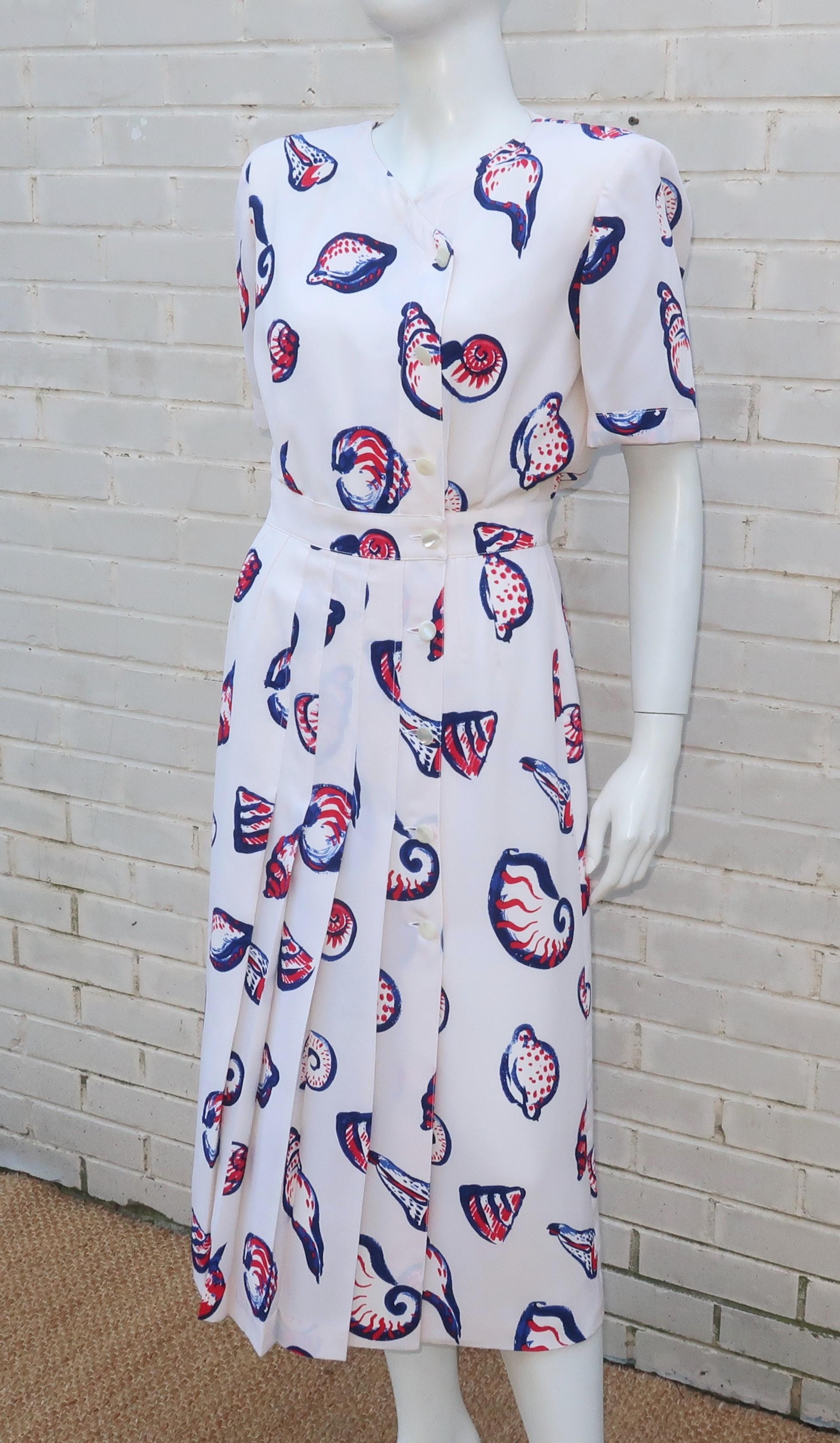 Women's Emanuel Ungaro Silk Sea Shell Dress, 1980's