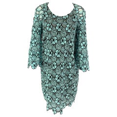 EMANUEL UNGARO - Robe de cocktail à fleurs en coton bleu et noir, taille 10