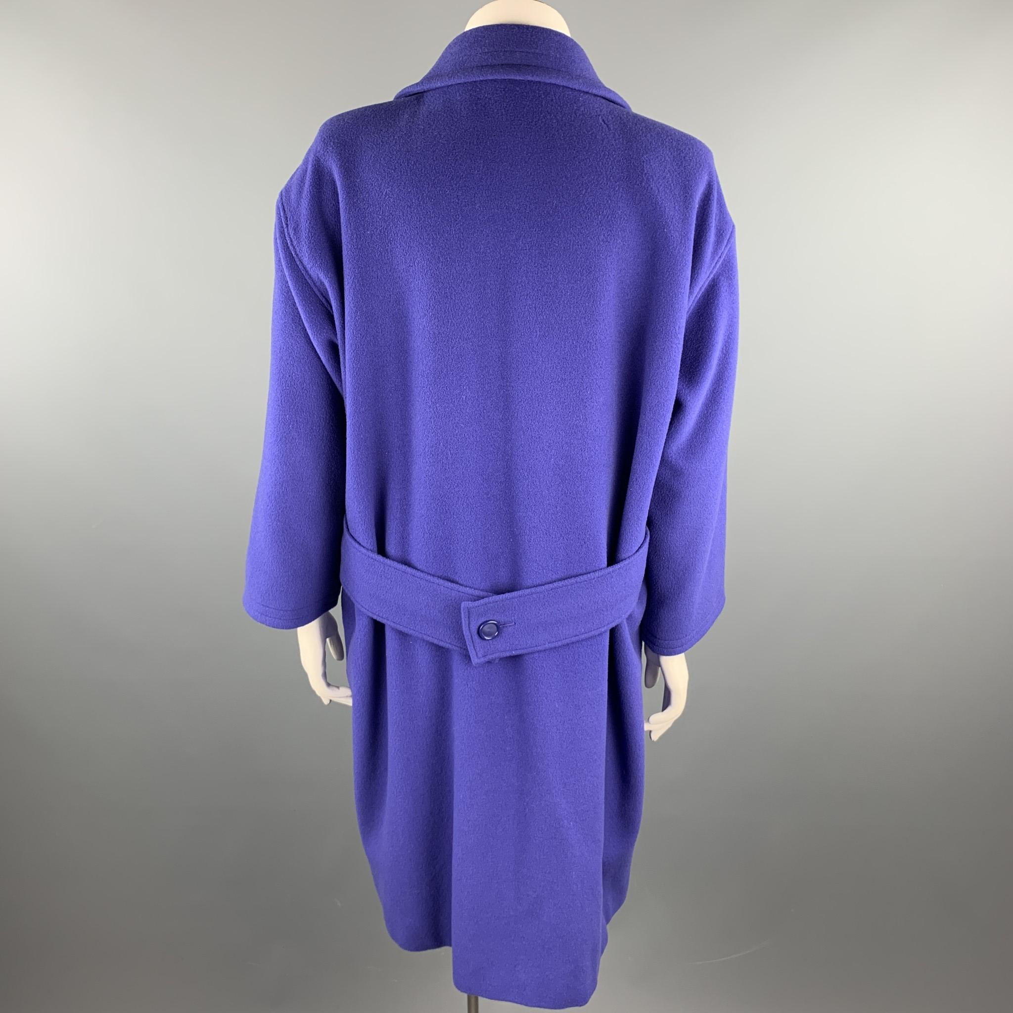 Women's EMANUEL UNGARO Size 12 Purple Wool / Nylon Double Breasted Coat