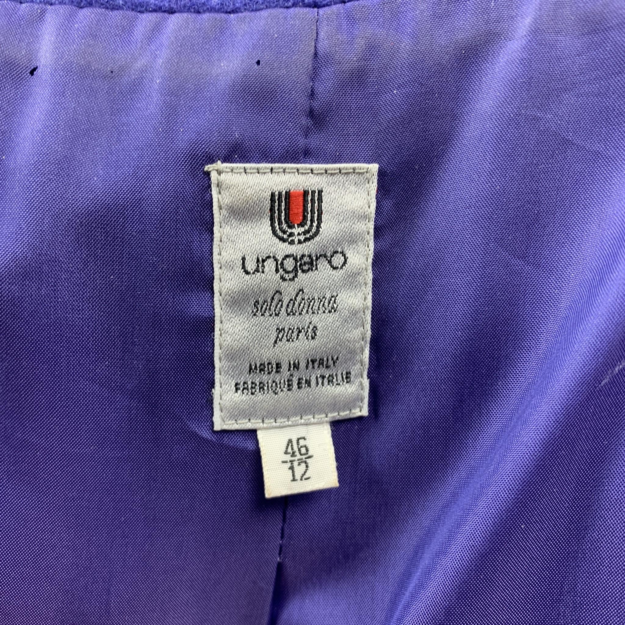 EMANUEL UNGARO Size 12 Purple Wool / Nylon Double Breasted Coat 1