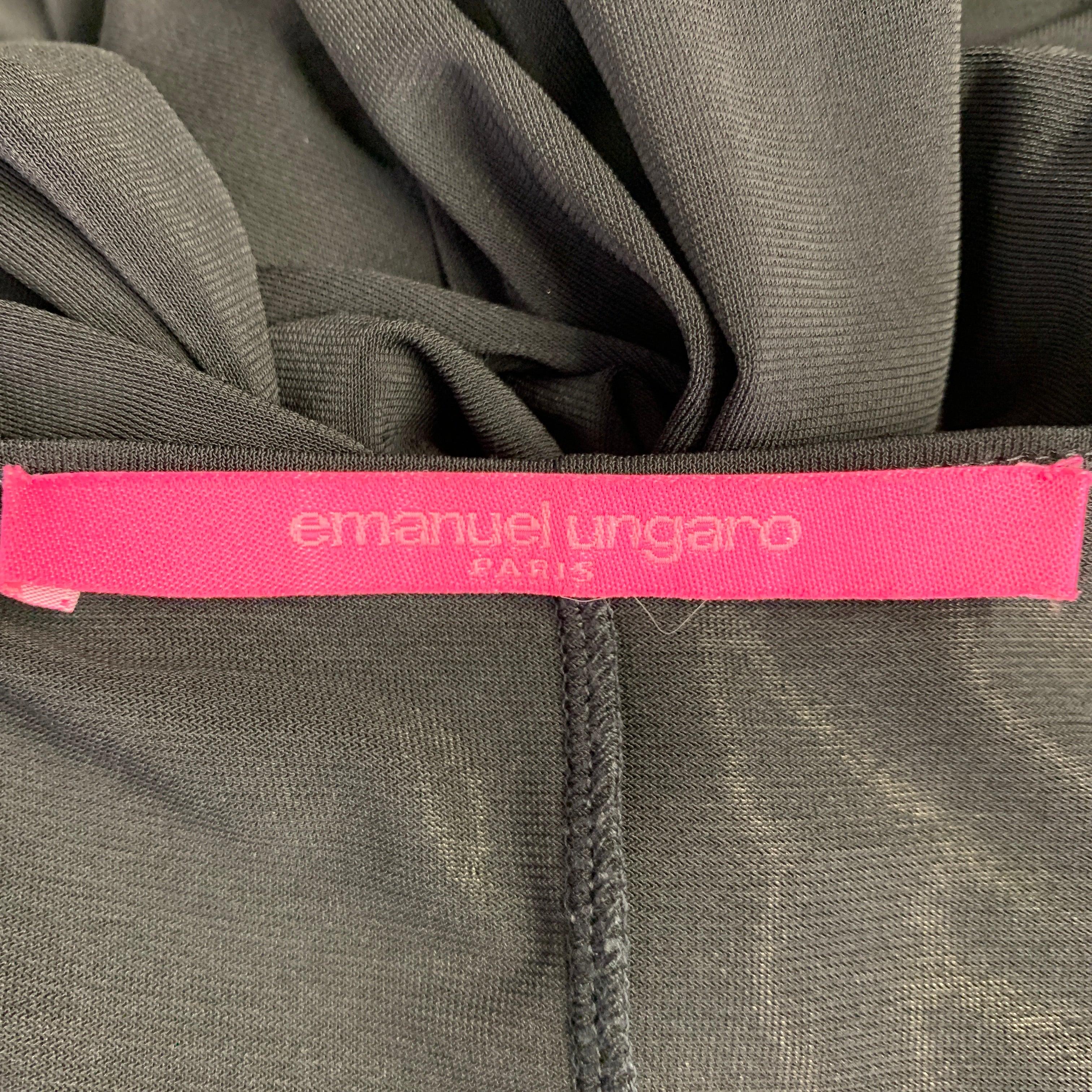 Emanuel Ungaro taglia XS Vestito midi da cocktail con volant in misto rayon nero In condizioni ottime in vendita a San Francisco, CA