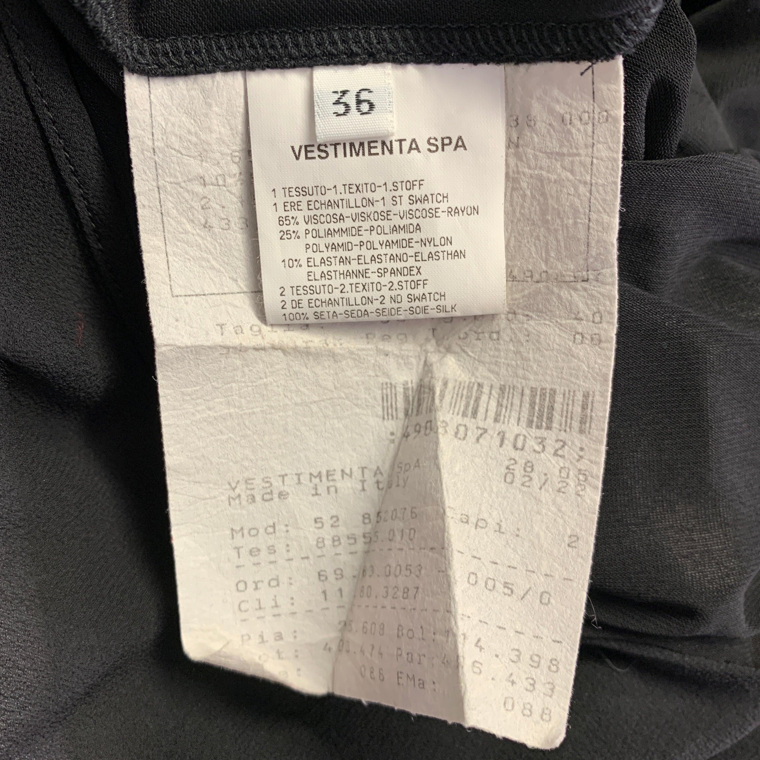 Donna Emanuel Ungaro taglia XS Vestito midi da cocktail con volant in misto rayon nero in vendita