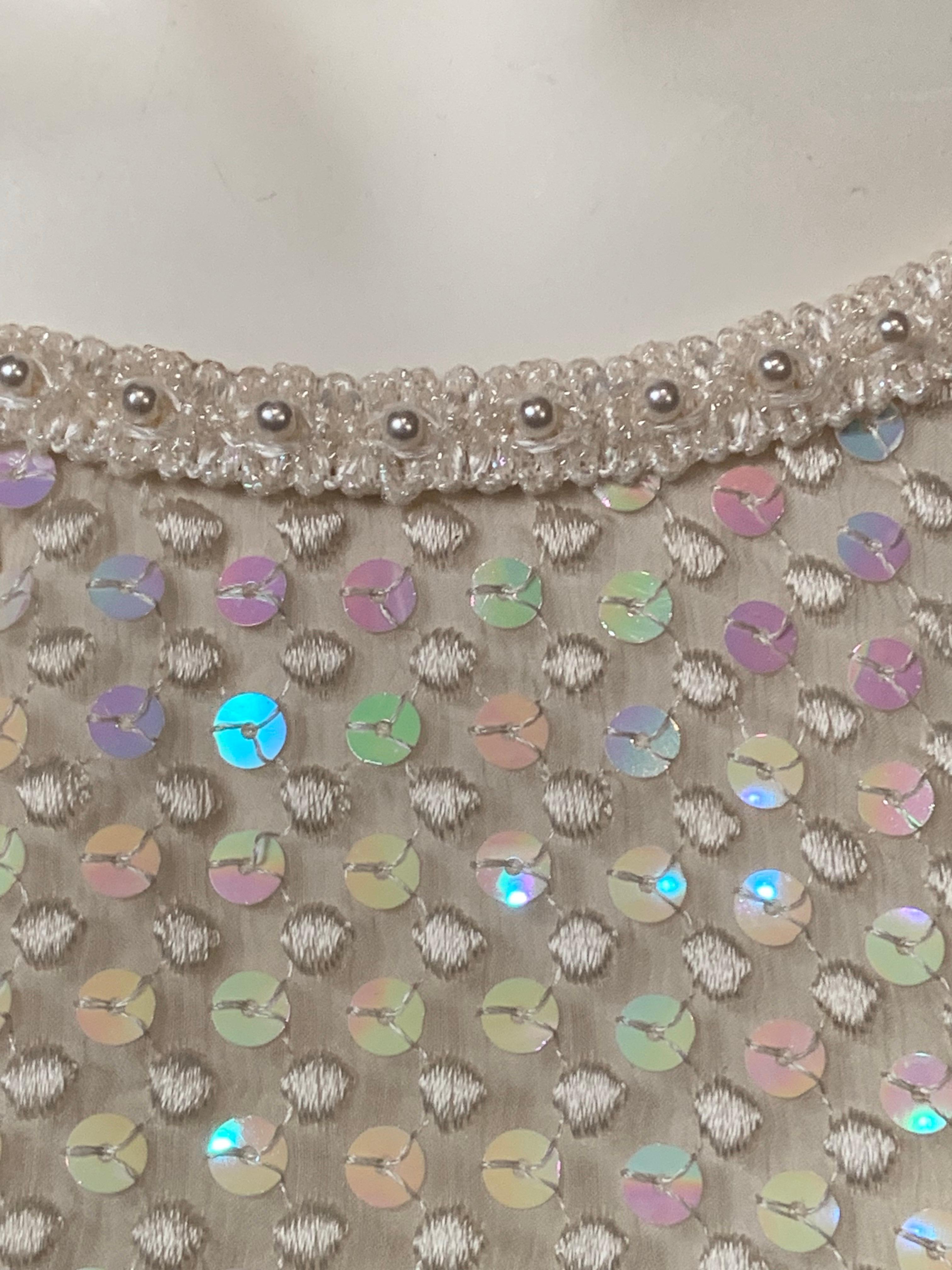 Emanuel Ungaro Sparkling Sheer Silk Chiffon and Knit Top In Excellent Condition For Sale In New Hope, PA