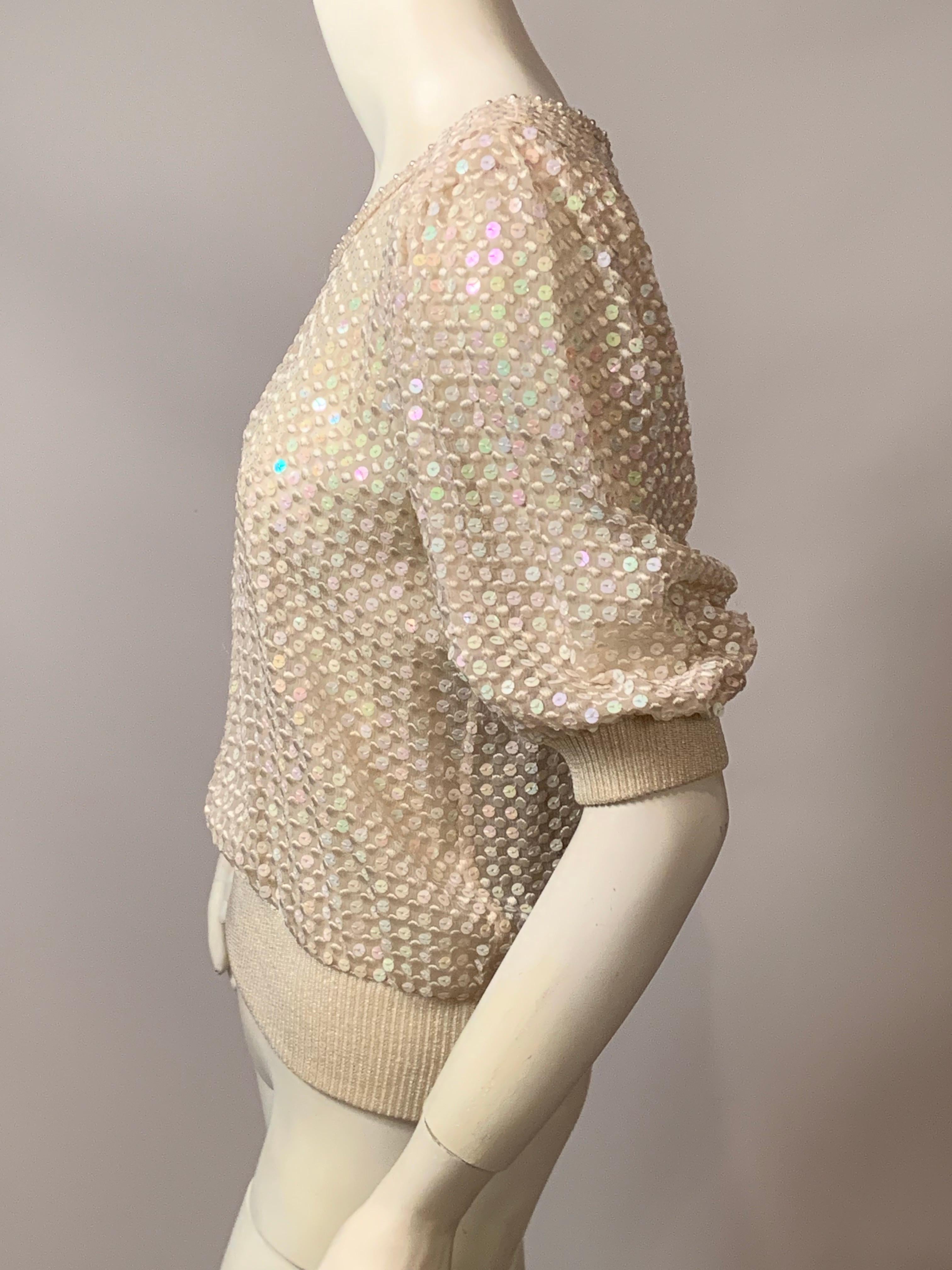 Women's Emanuel Ungaro Sparkling Sheer Silk Chiffon and Knit Top For Sale