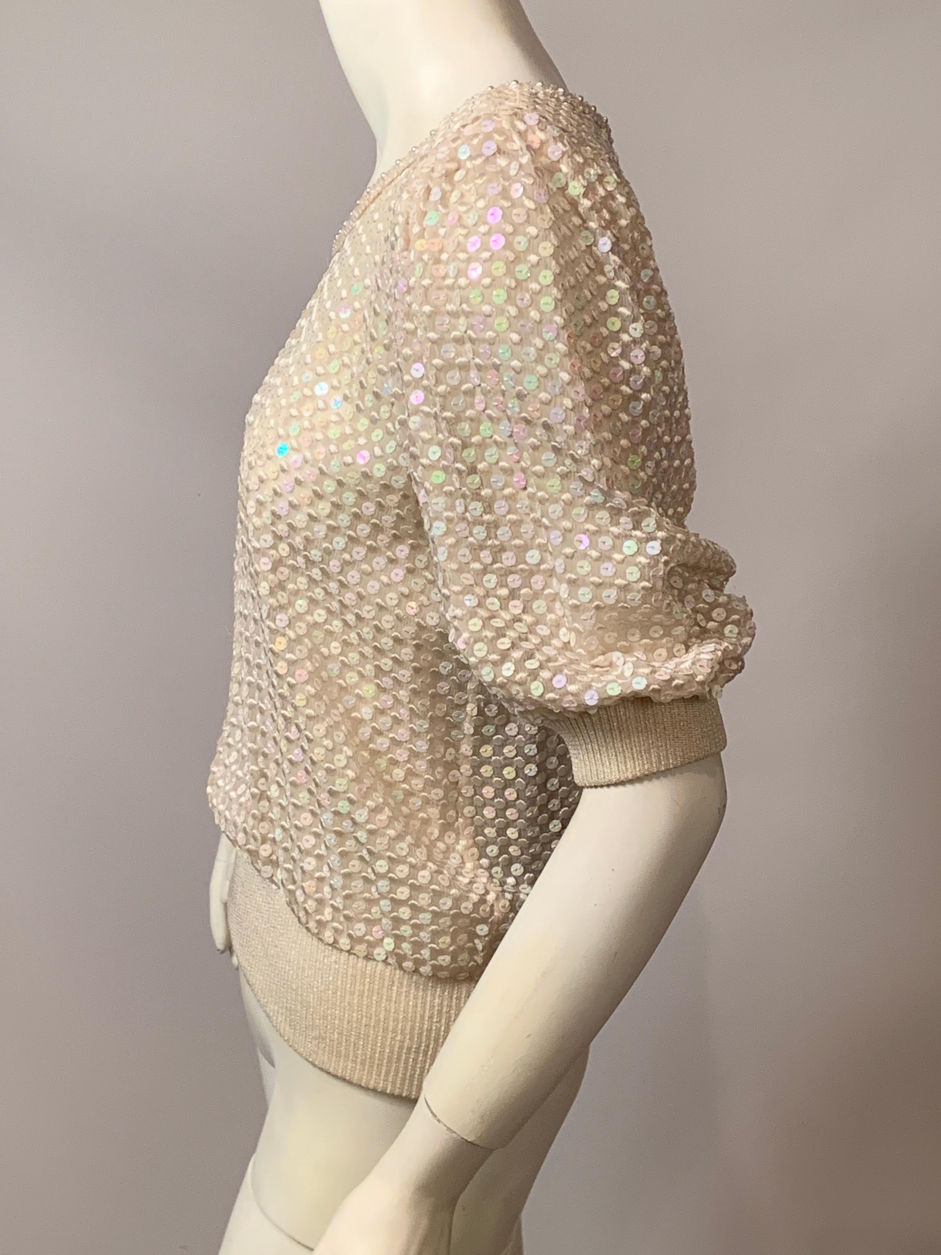 Emanuel Ungaro Sparkling Sheer Silk Chiffon and Knit Top For Sale 2