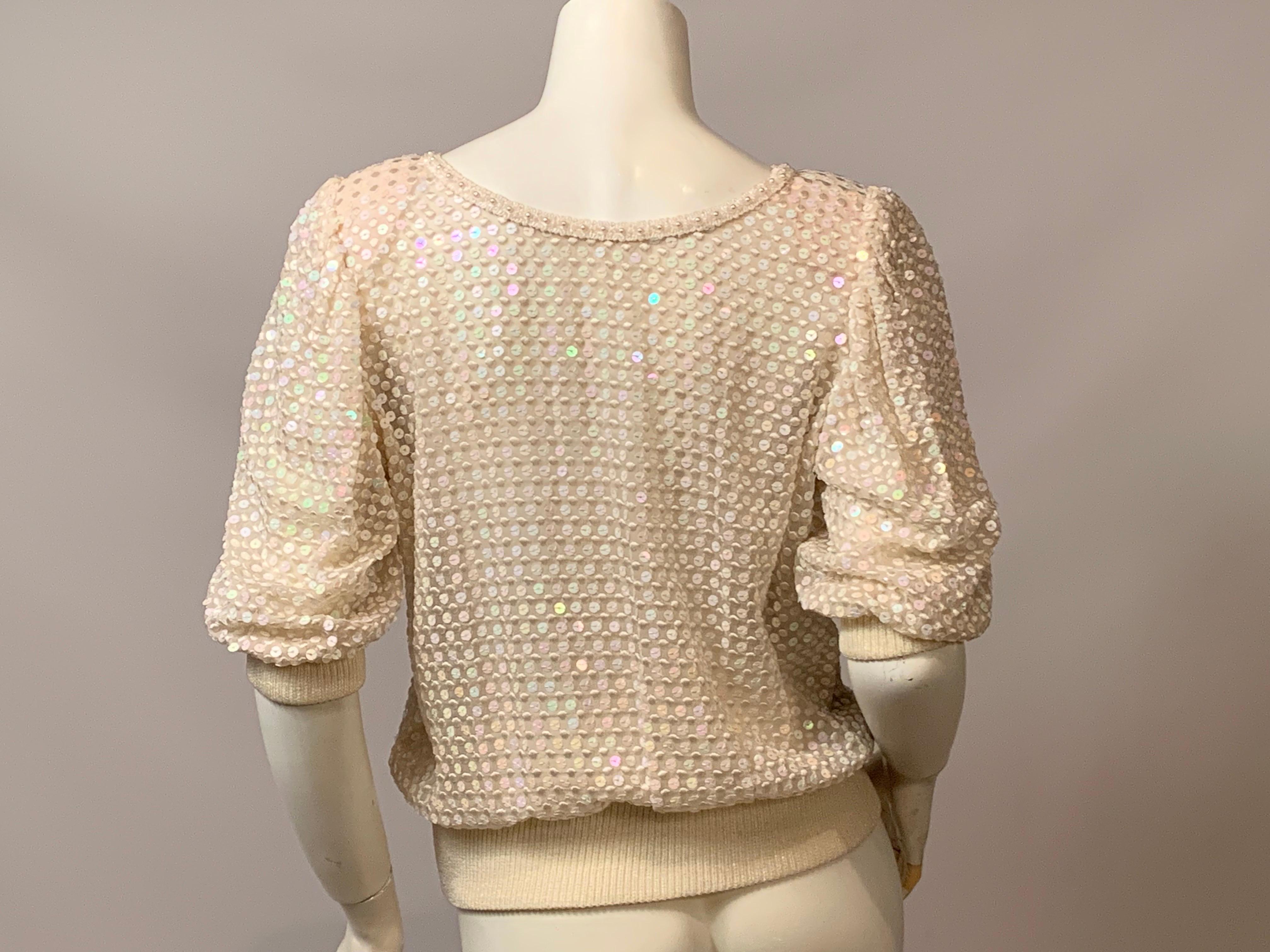 Emanuel Ungaro Sparkling Sheer Silk Chiffon and Knit Top For Sale 3