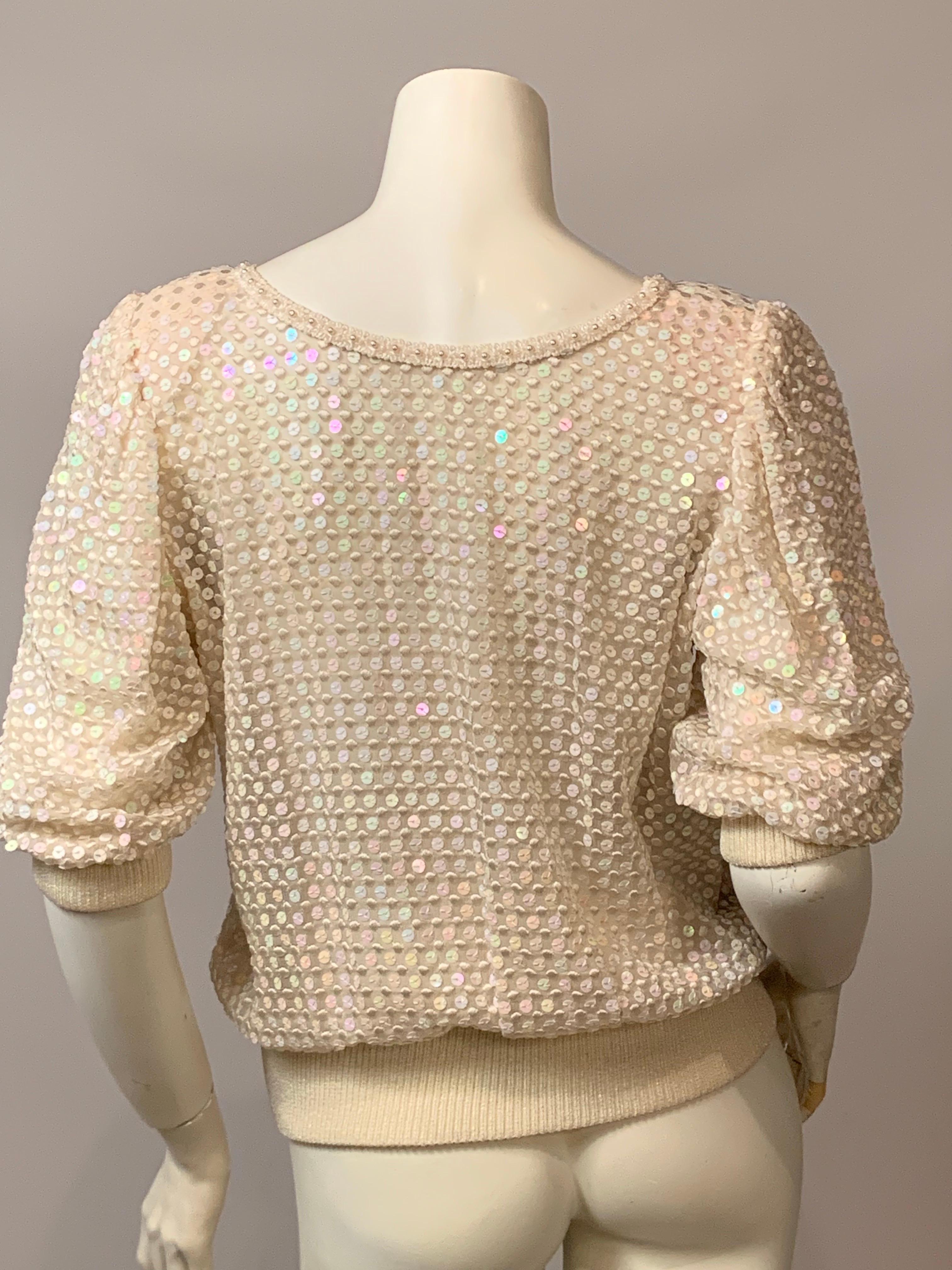 Emanuel Ungaro Sparkling Sheer Silk Chiffon and Knit Top For Sale 4