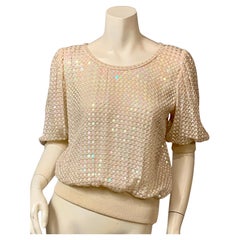 Emanuel Ungaro Glitzerndes Oberteil aus Seidenchiffon und Strick
