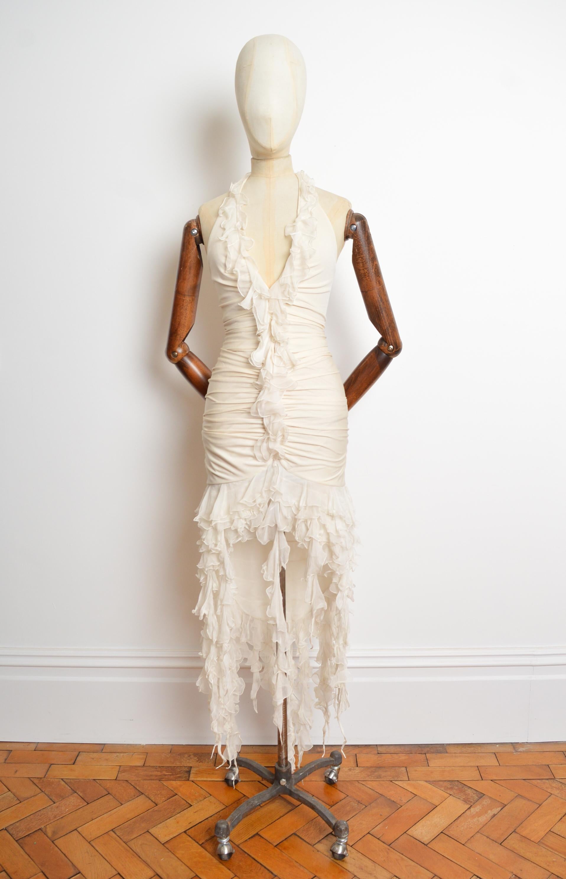 Emanuel Ungaro Spring / Summer 2003 Cream Silk halter neck backless cocktail dre 9