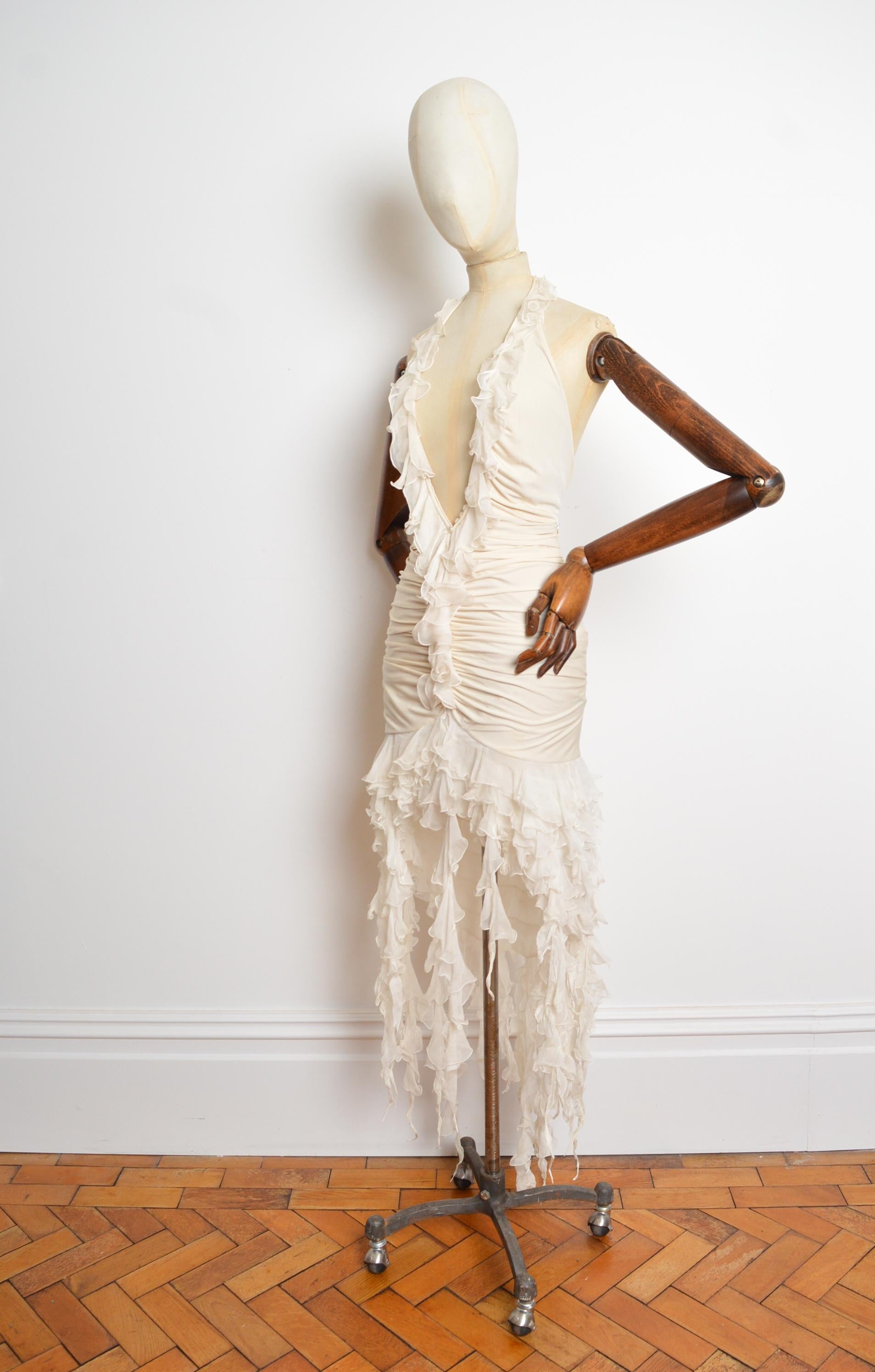 Emanuel Ungaro Spring / Summer 2003 Cream Silk halter neck backless cocktail dre 3