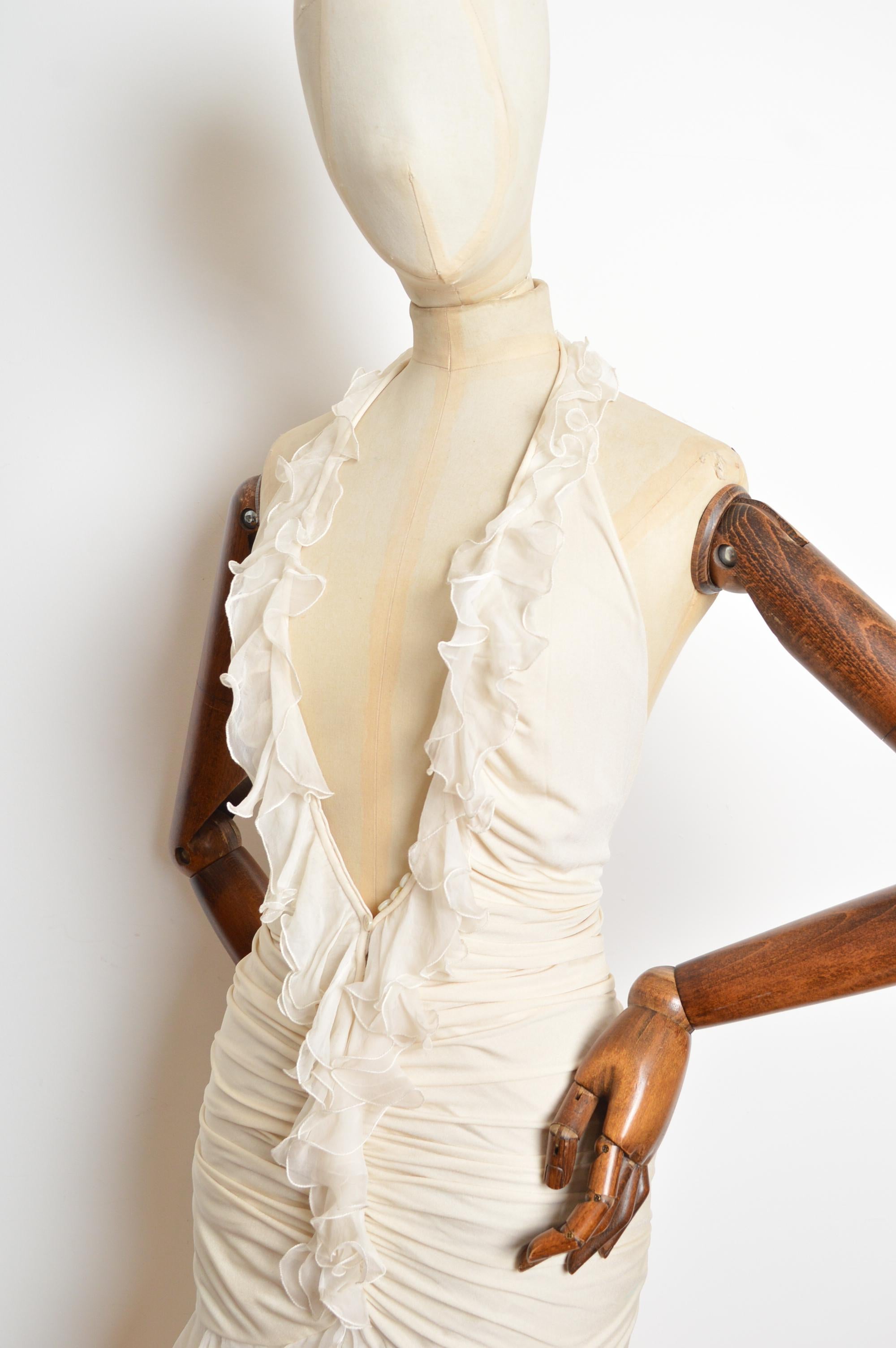 Emanuel Ungaro Spring / Summer 2003 Cream Silk halter neck backless cocktail dre 4