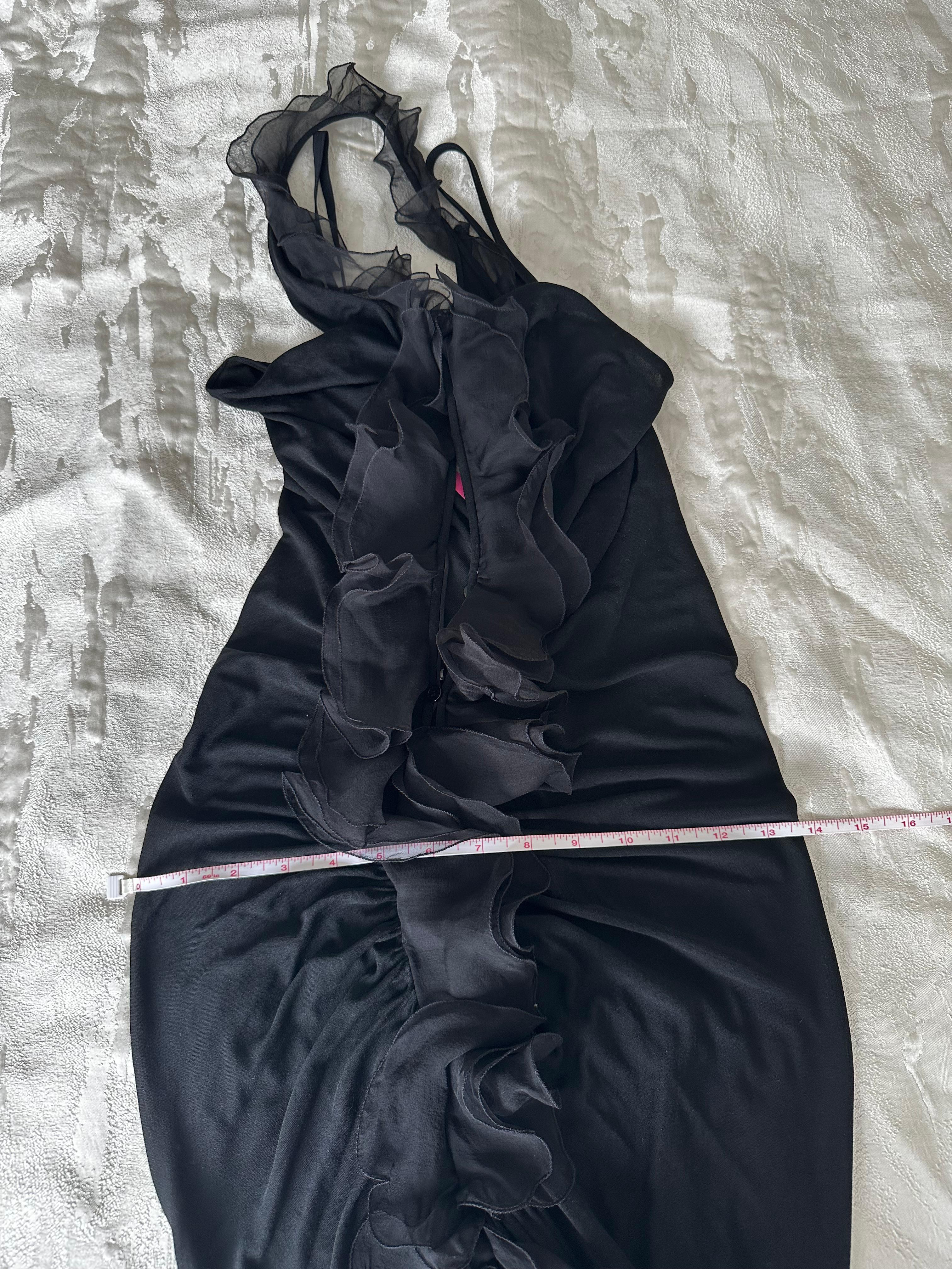 Emanuel Ungaro SS 2003 runway ruffle black dress For Sale 6