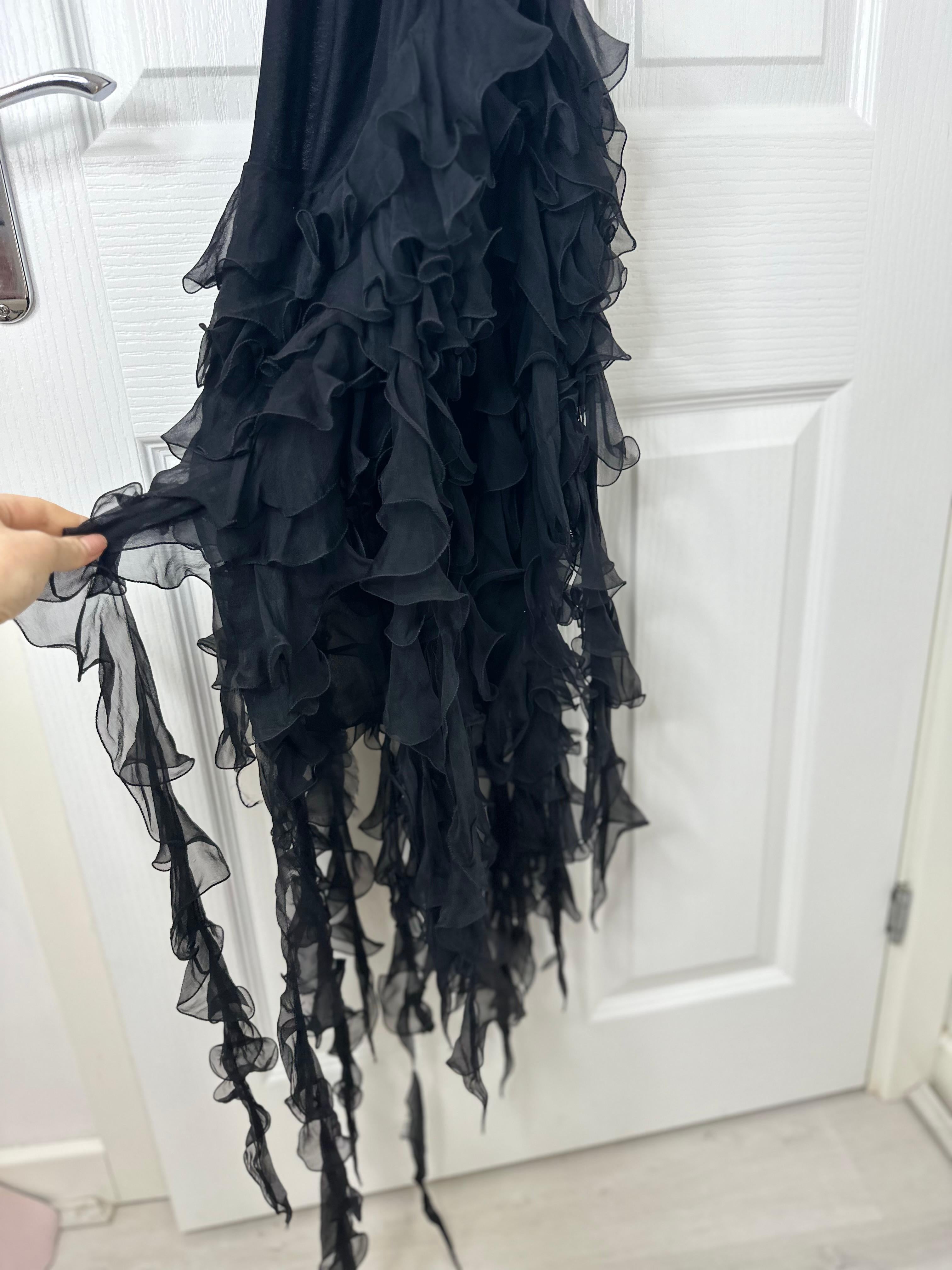 Emanuel Ungaro SS 2003 runway ruffle black dress For Sale 4