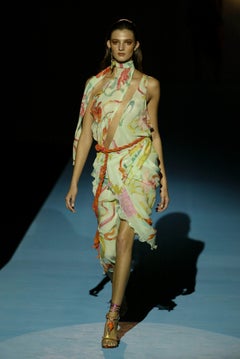 Emanuel Ungaro Spring Summer 2004 one shoulder floral midi dress