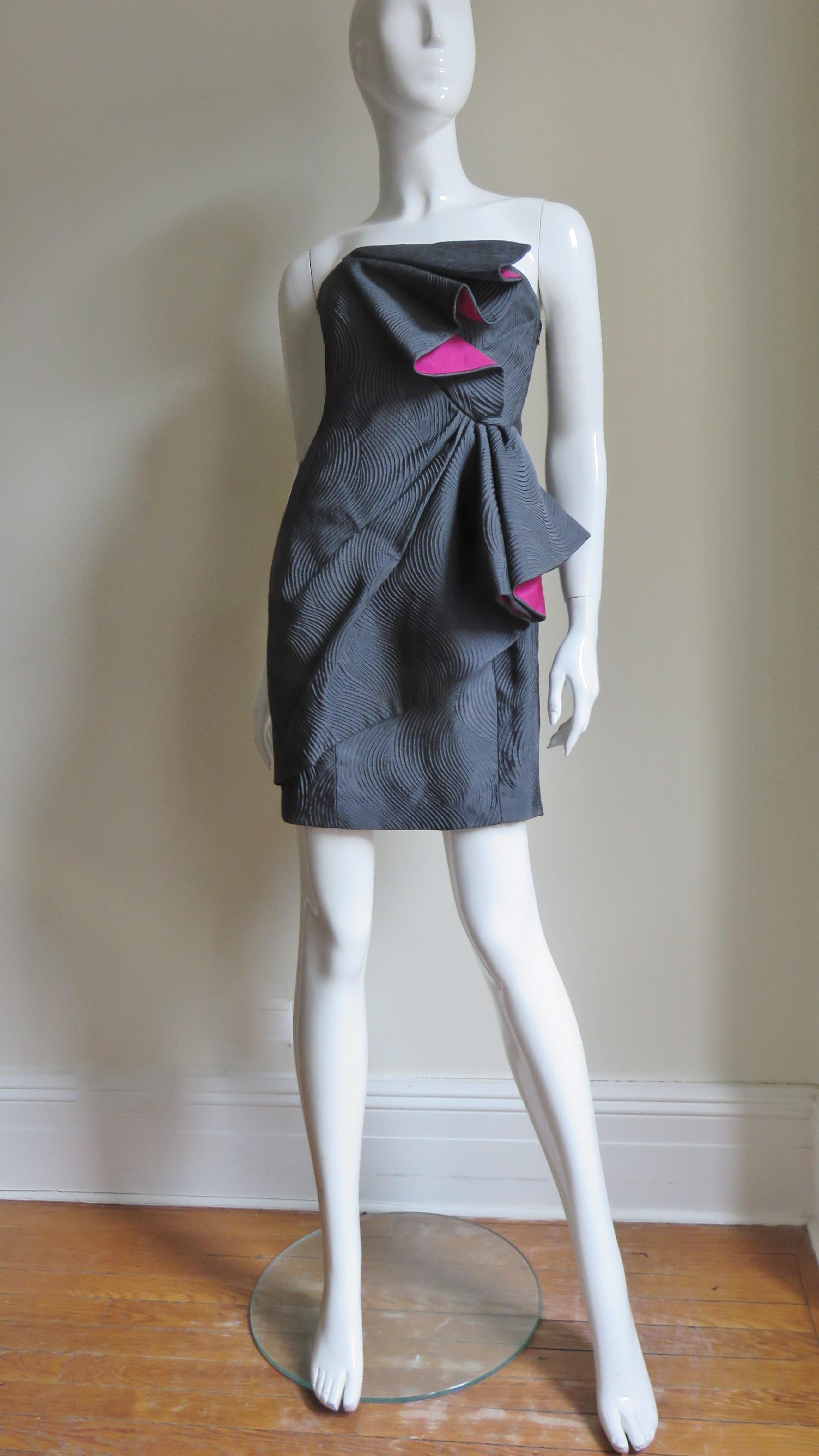 Emanuel Ungaro Strapless Color Block Dress  For Sale 3