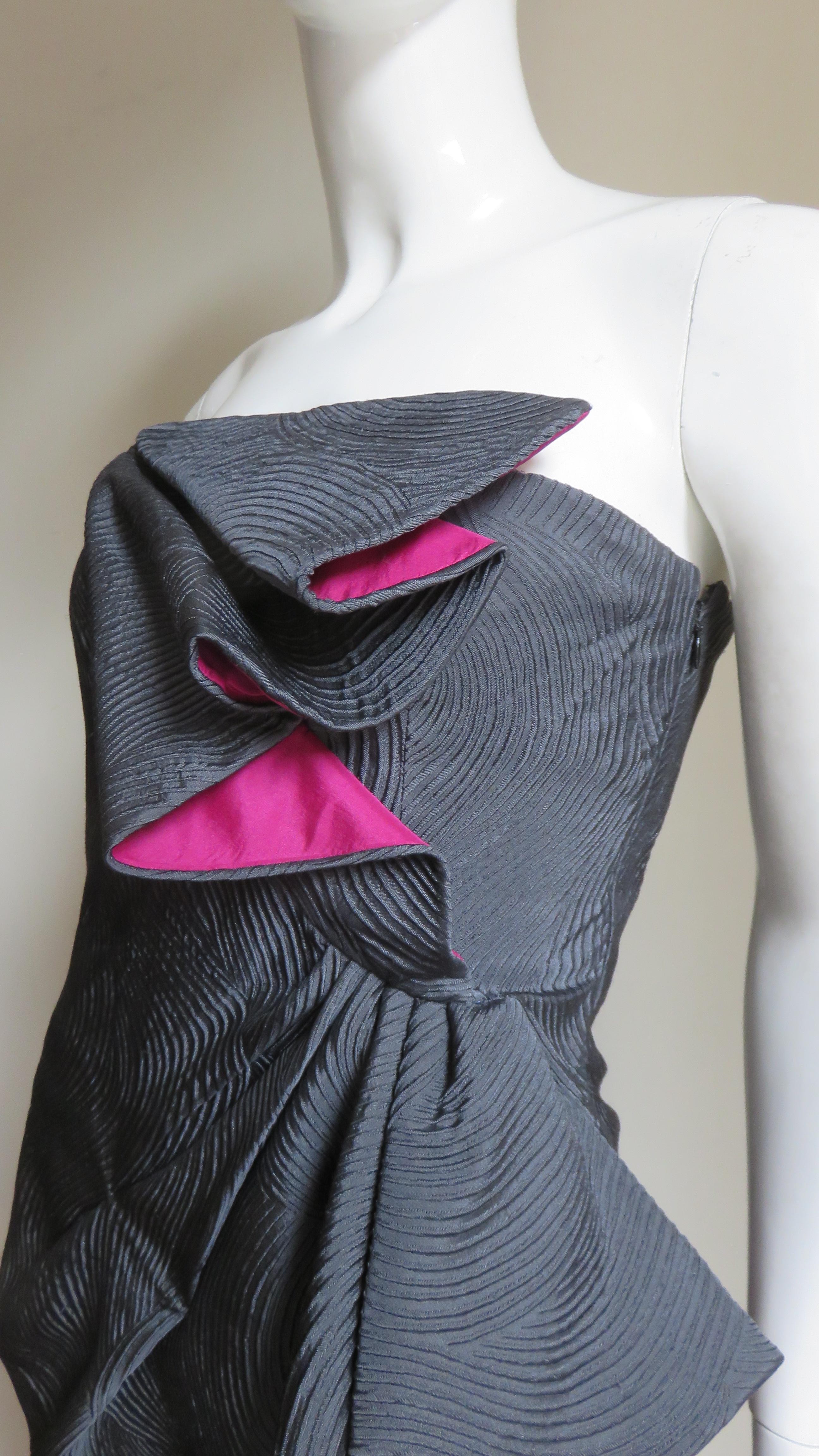 Emanuel Ungaro Vestido sin tirantes en bloques de color Negro en venta