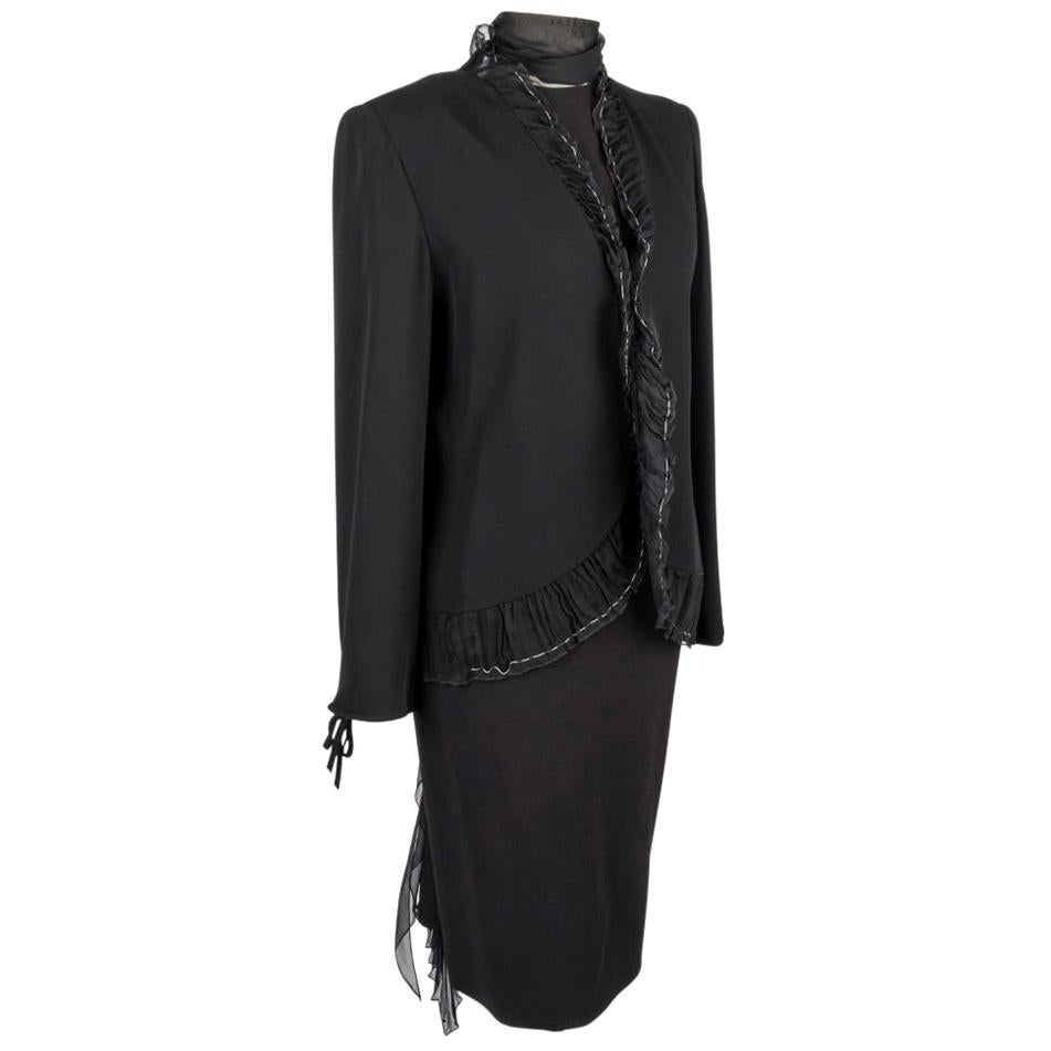 Emanuel Ungaro Stunning Black Dress Jacket Pant Three Piece Evening Set New  8