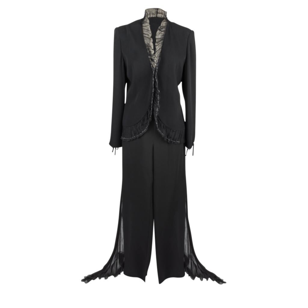 Emanuel Ungaro Stunning Black Dress Jacket Pant Three Piece Evening Set New  8 1