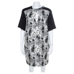 Emanuel Ungaro Texture Python Print Embellished Neck Detail Draped Shift Dress S