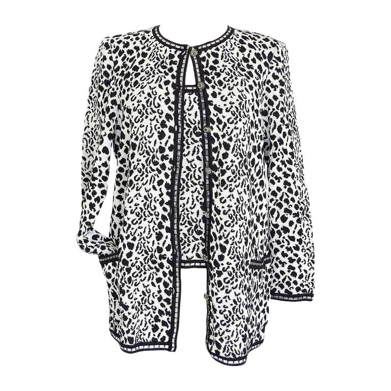 Emanuel Ungaro Twinset Animal Print Black and White Lovely Buttons XL