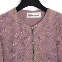 Emanuel Ungaro Veste FR38 Haute Couture embroided Purple silk Jacket UK10 US8