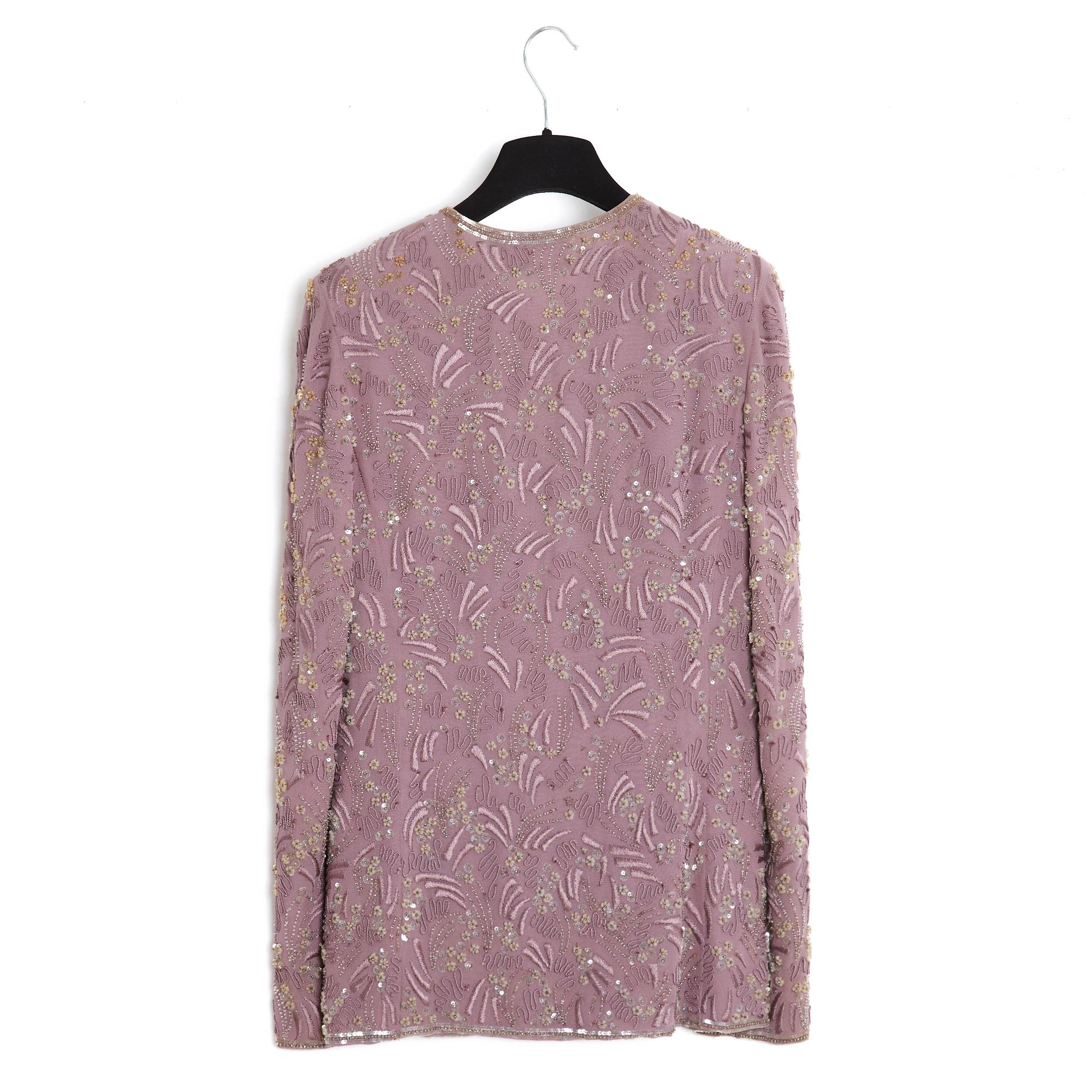Emanuel Ungaro Veste FR38 Haute Couture ricamata in seta viola Giacca UK10 US8 in vendita 1
