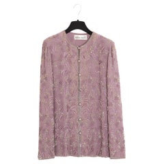 Emanuel Ungaro Veste FR38 Haute Couture ricamata in seta viola Giacca UK10 US8