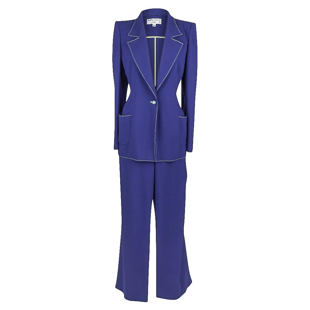 Emanuel Ungaro Vibrant Electric Blue Pant Suit Fabulous Buttons 12 fits 10 8