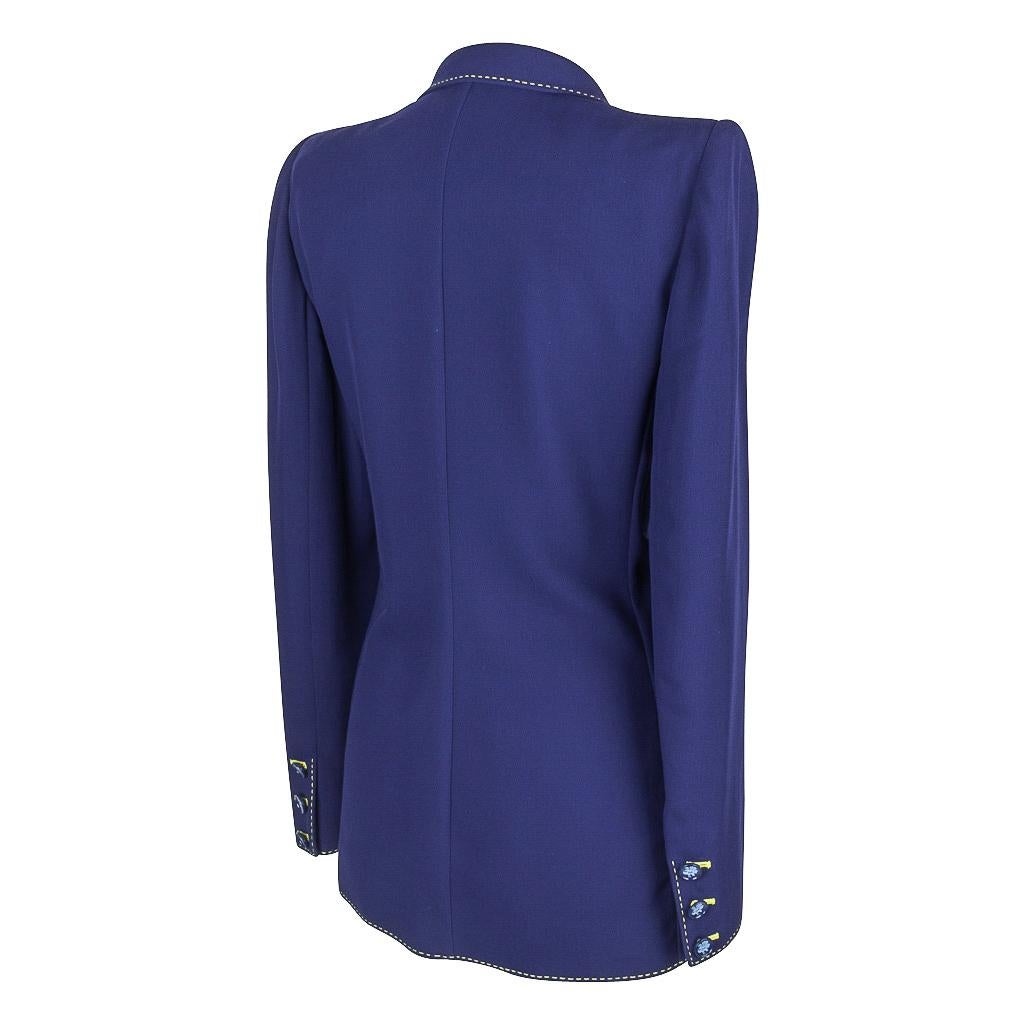 Emanuel Ungaro Vibrant Electric Blue Pant Suit Fabulous Buttons 12 fits 10 2
