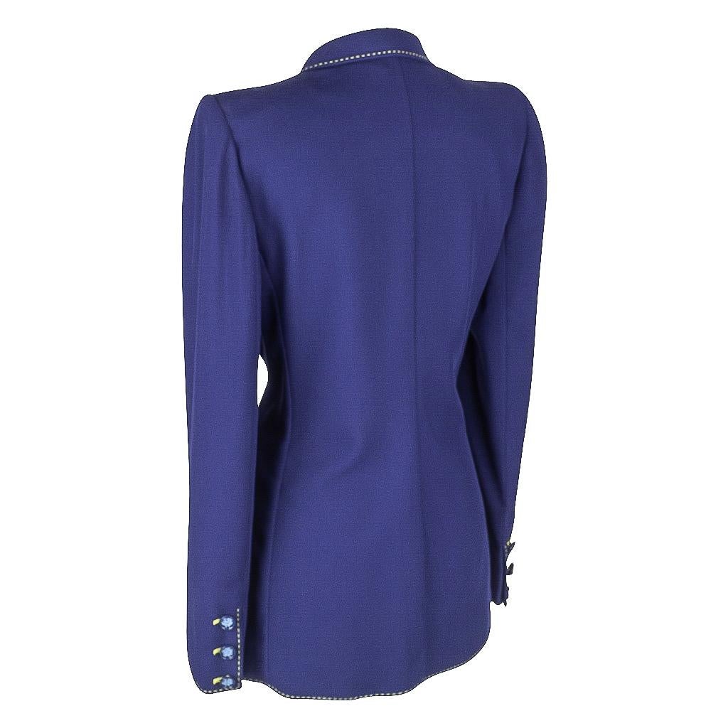 Emanuel Ungaro Vibrant Electric Blue Pant Suit Fabulous Buttons 12 fits 10 4