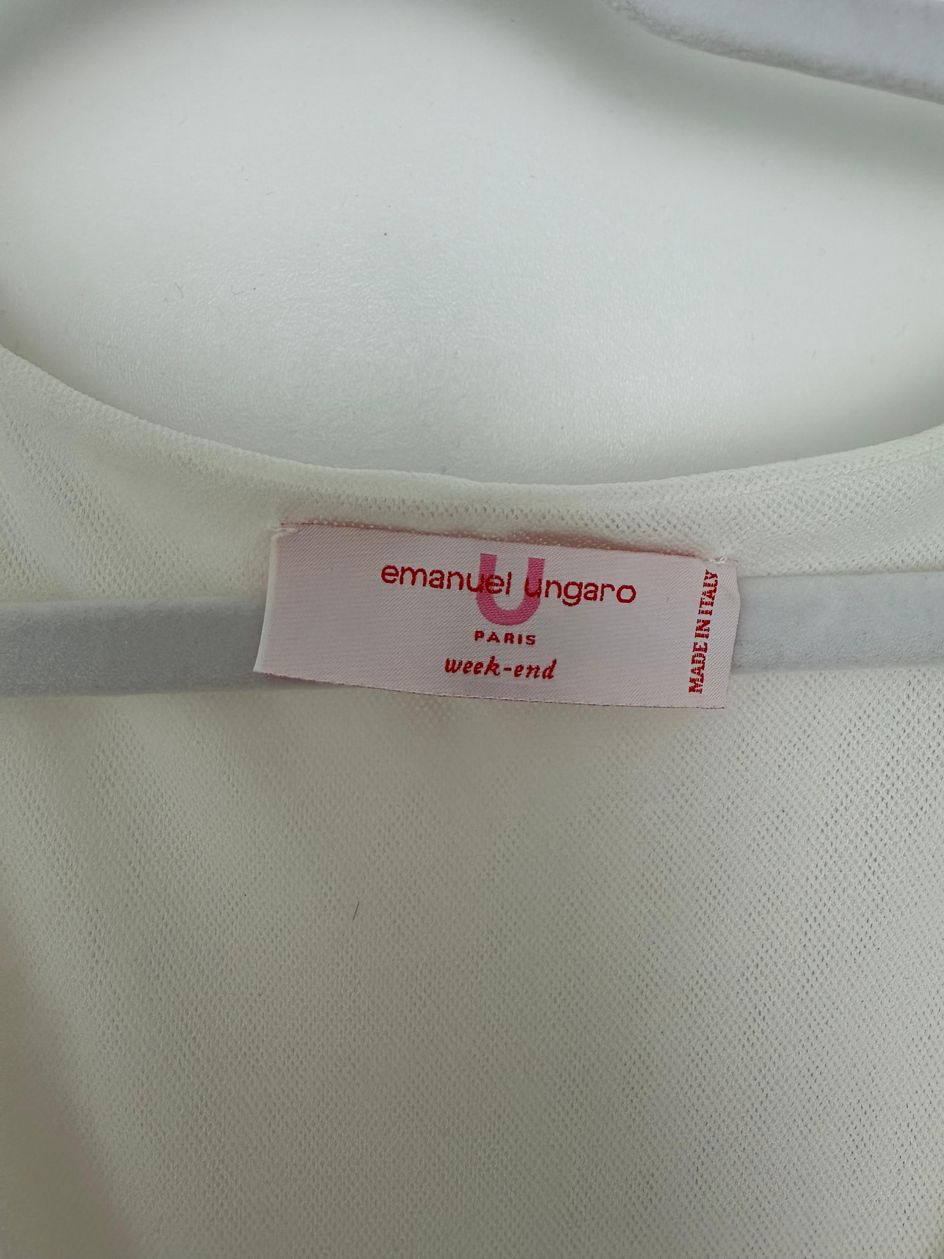 EMANUEL UNGARO Vintage 3D Floral Design Weißes langes Maxikleid mit Blumenmuster im Angebot 2
