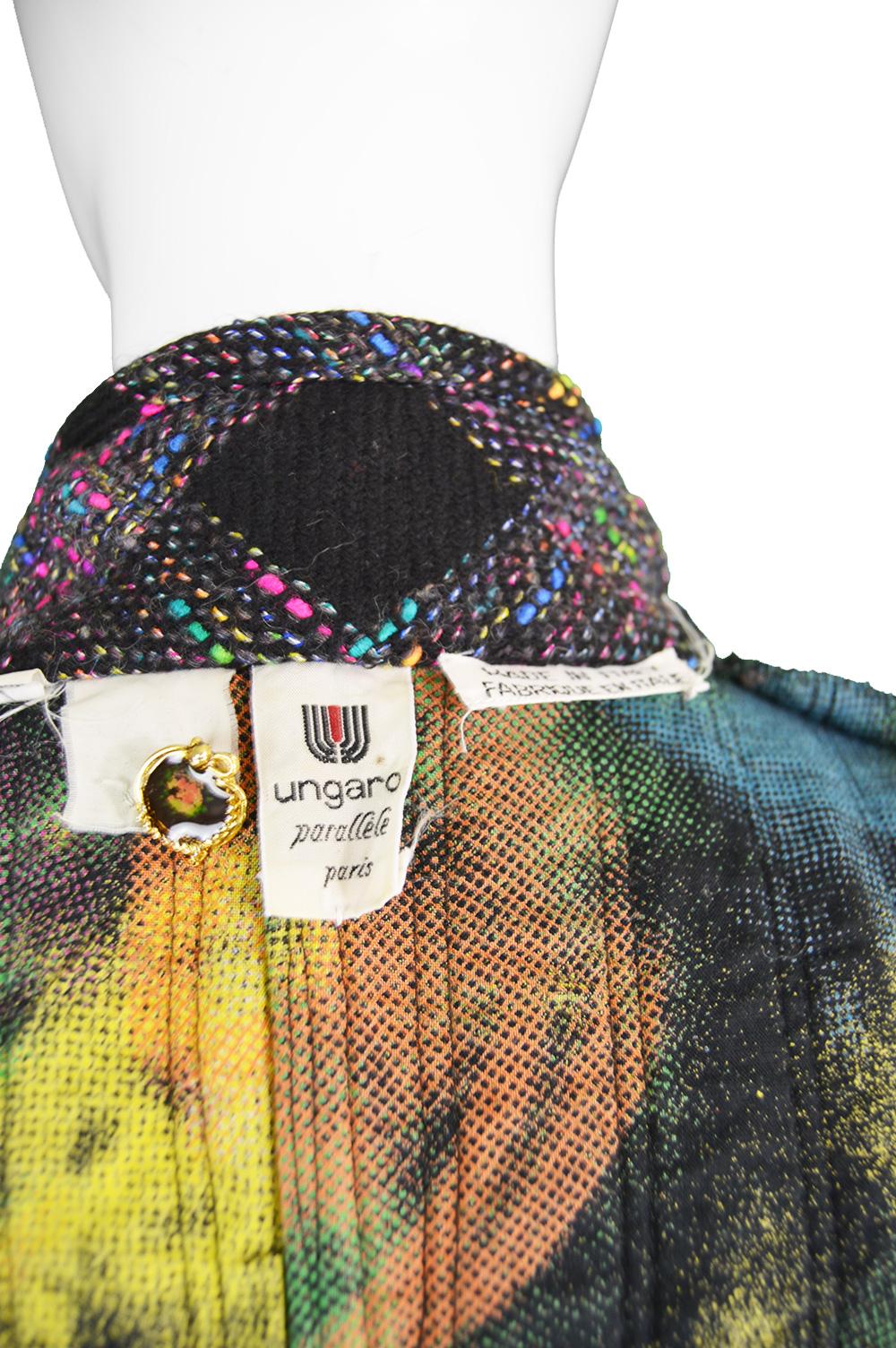 Emanuel Ungaro Vintage Black & Rainbow Boucle Wool Tweed Jacket, 1980s 6