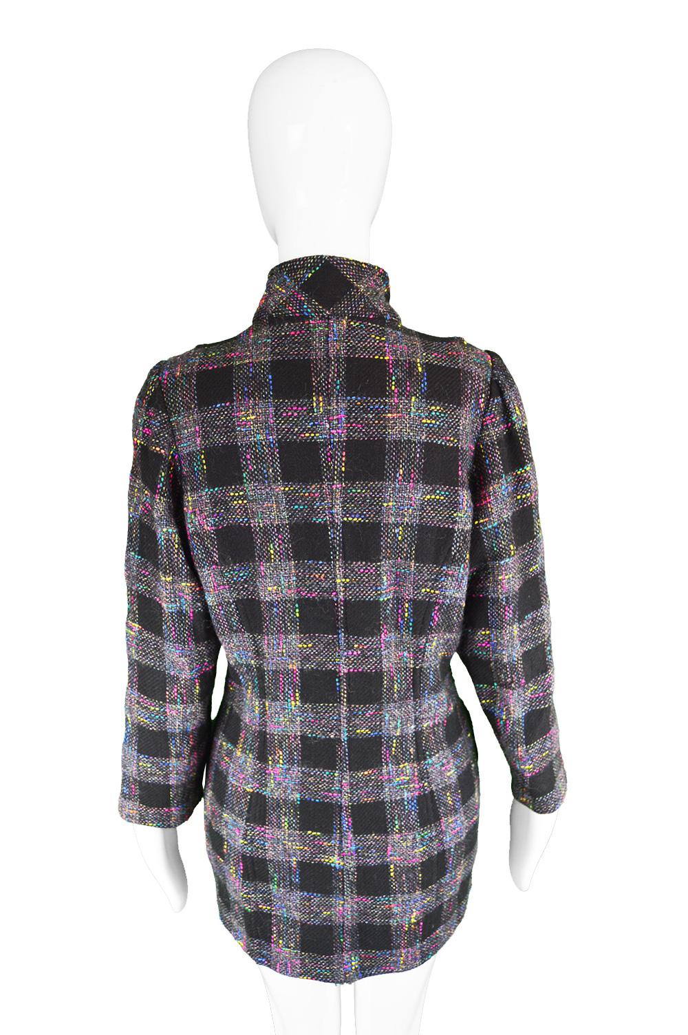 Emanuel Ungaro Vintage Black & Rainbow Boucle Wool Tweed Jacket, 1980s 4