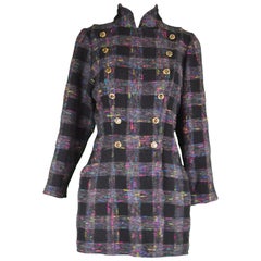 Emanuel Ungaro Vintage Black & Rainbow Boucle Wool Tweed Jacket, 1980s