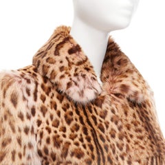 EMANUEL UNGARO Vintage genuine fur leopard print patchwork long coat FR36 S