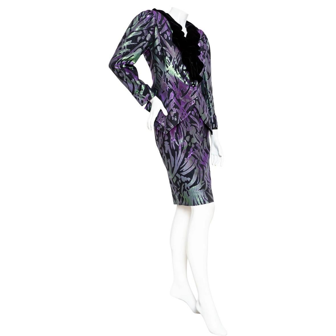 Emanuel Ungaro Vintage Iridescent Jacket and Skirt Suit (1988) In Good Condition For Sale In Los Angeles, CA