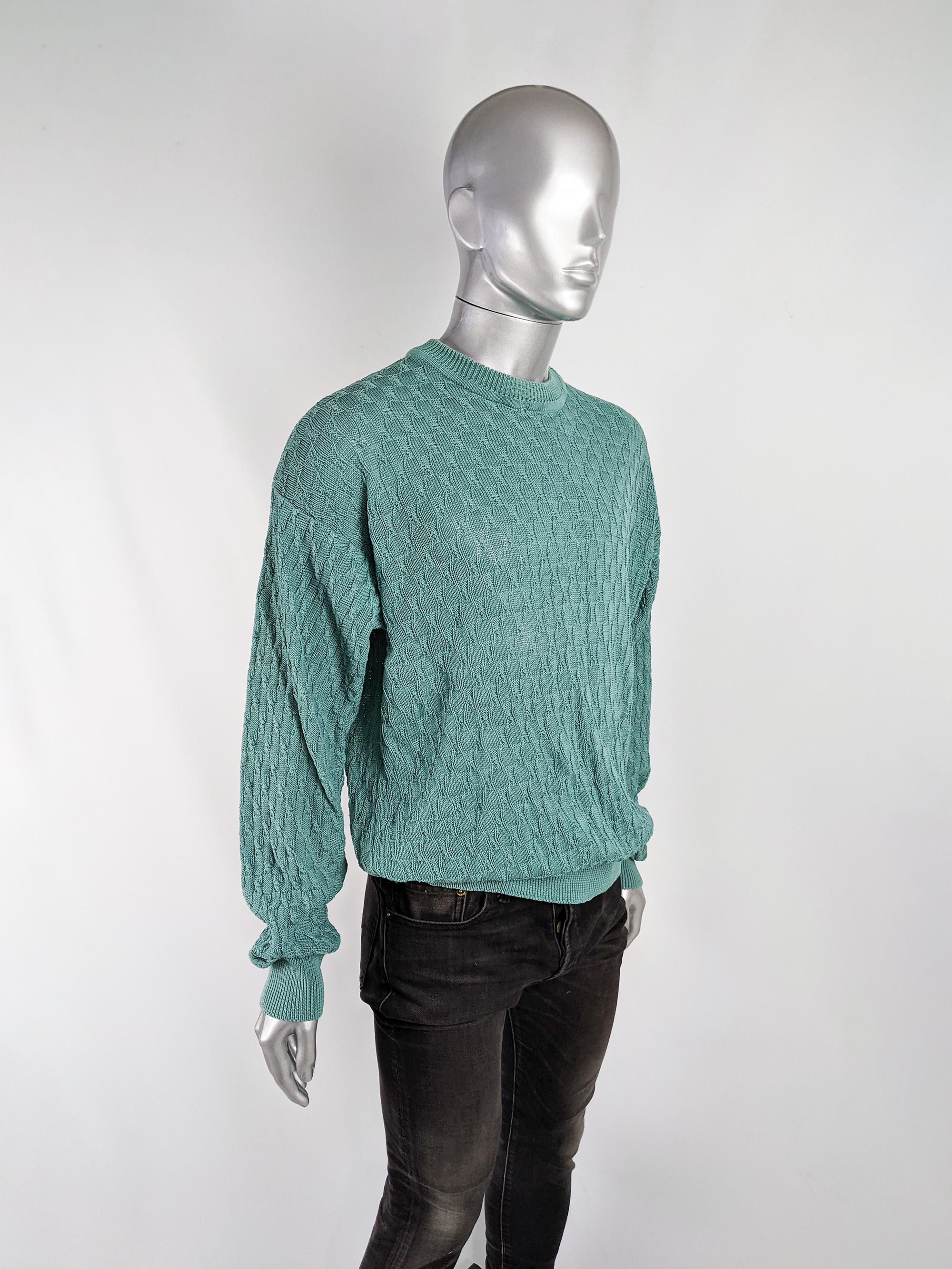 Emanuel Ungaro Vintage Mens Twisted Knit Jumper Sweater, 1980s In Excellent Condition In Doncaster, South Yorkshire