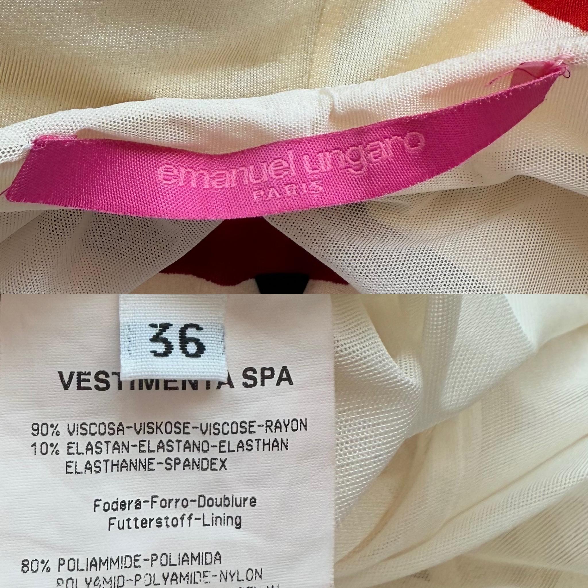 Emanuel Ungaro
00's
Vintage
Vanilla Bean color 
Red pansy flower pattern
Pullover with buttons at the neck
Halter
Deep v plunge neck
Open low back
Size IT36
When steaming, it created marks on the halter straps, please see pictures. You can, and I