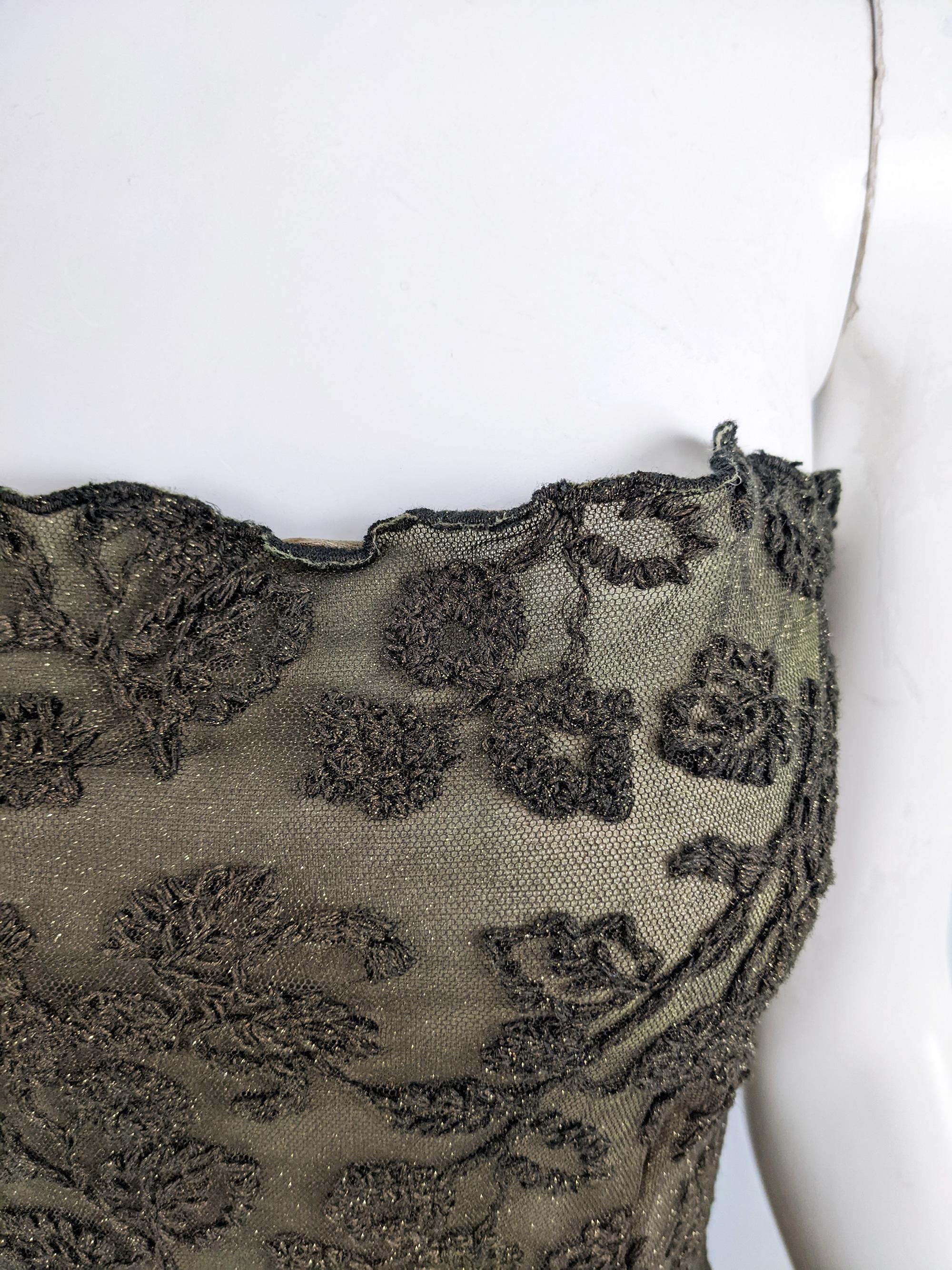 Emanuel Ungaro Vintage y2k Strapless Green Embroidered Mesh Party Dress, 2000s For Sale 2
