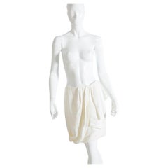 Vintage Emanuel Ungaro White Silk Satin Skirt with Ruffle