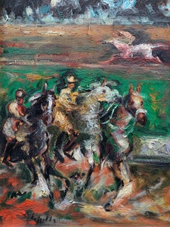 At the Racetrack in Florence. By Emanuele Cappello (Born 1936). Circa 1970-80