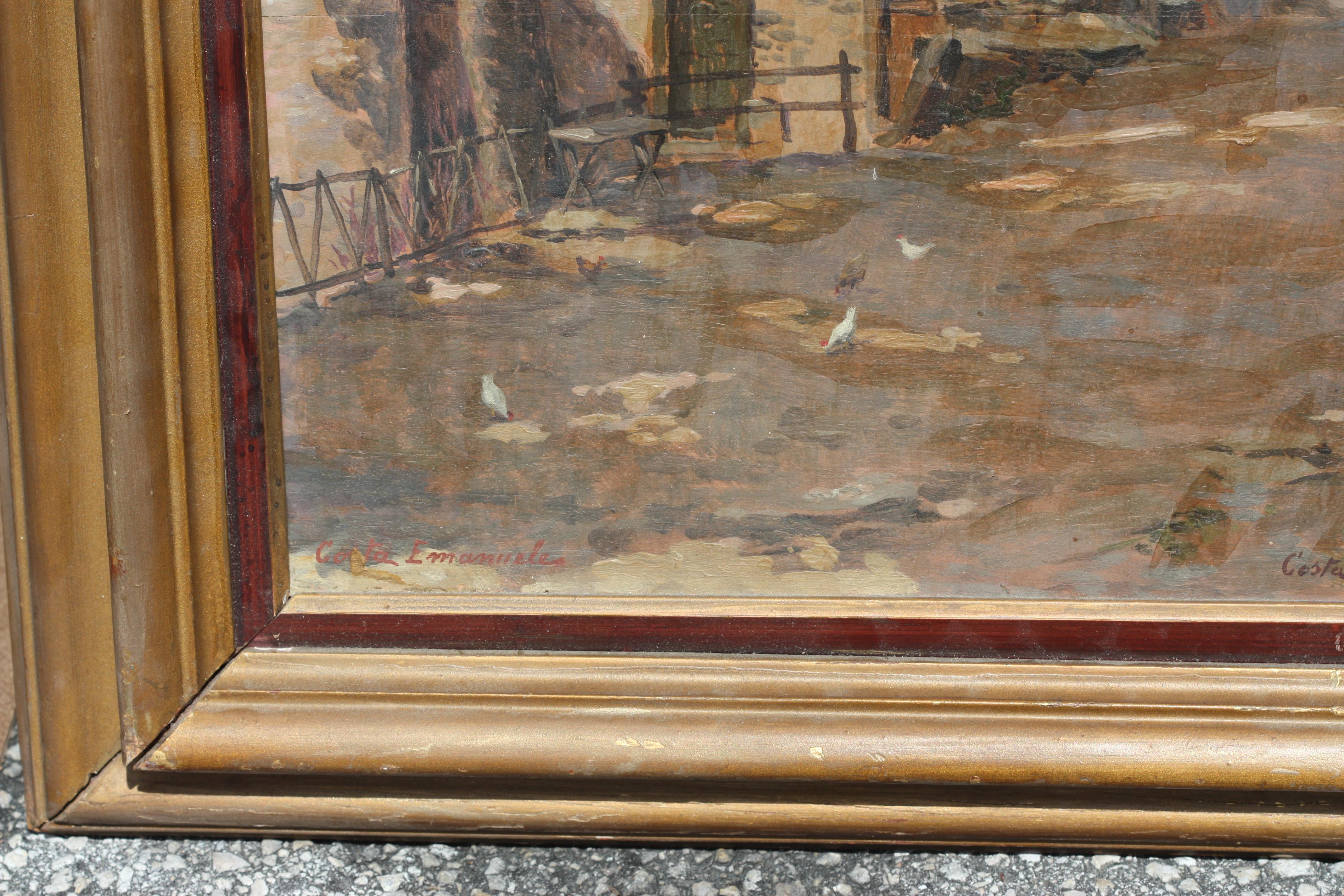 Emanuele Costa, Probablemente, (italiano, 1875-1959) Camino de pueblo con granja en venta 2
