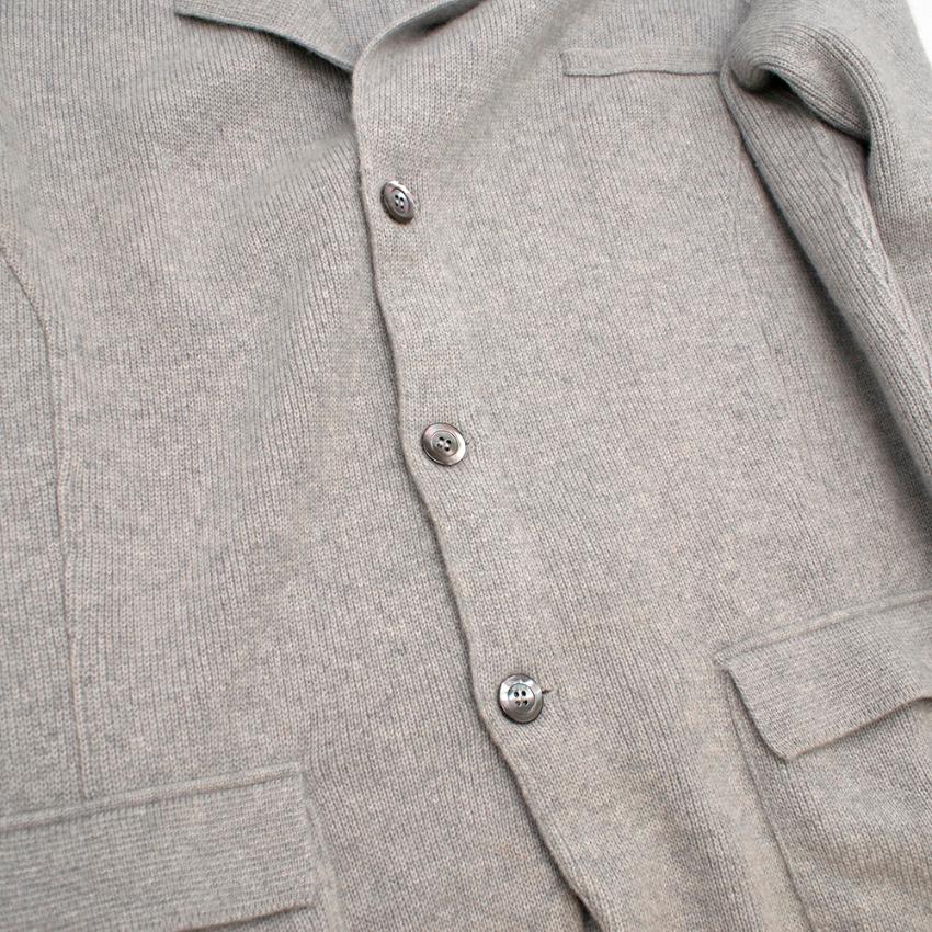 Emanuele Maffeis Grey Cashmere Single Breasted Knit Blazer Jacket - Size XL For Sale 3