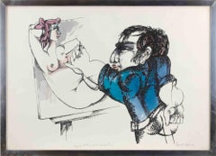 Gemälde und Modell – Radierung von Emanuele Pandolfini – 1970er Jahre
