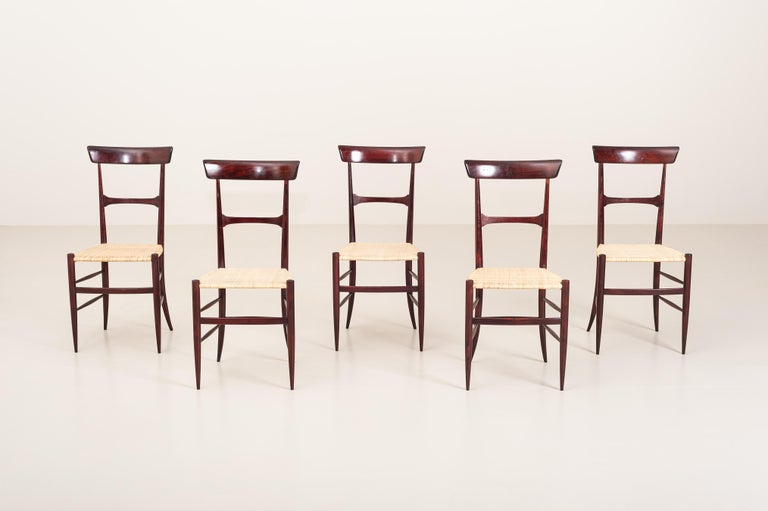 Emanuele Rambaldi, 6 Dining Chairs Leggerissima Model, Figli Di Sanguineti, 1951 For Sale 2