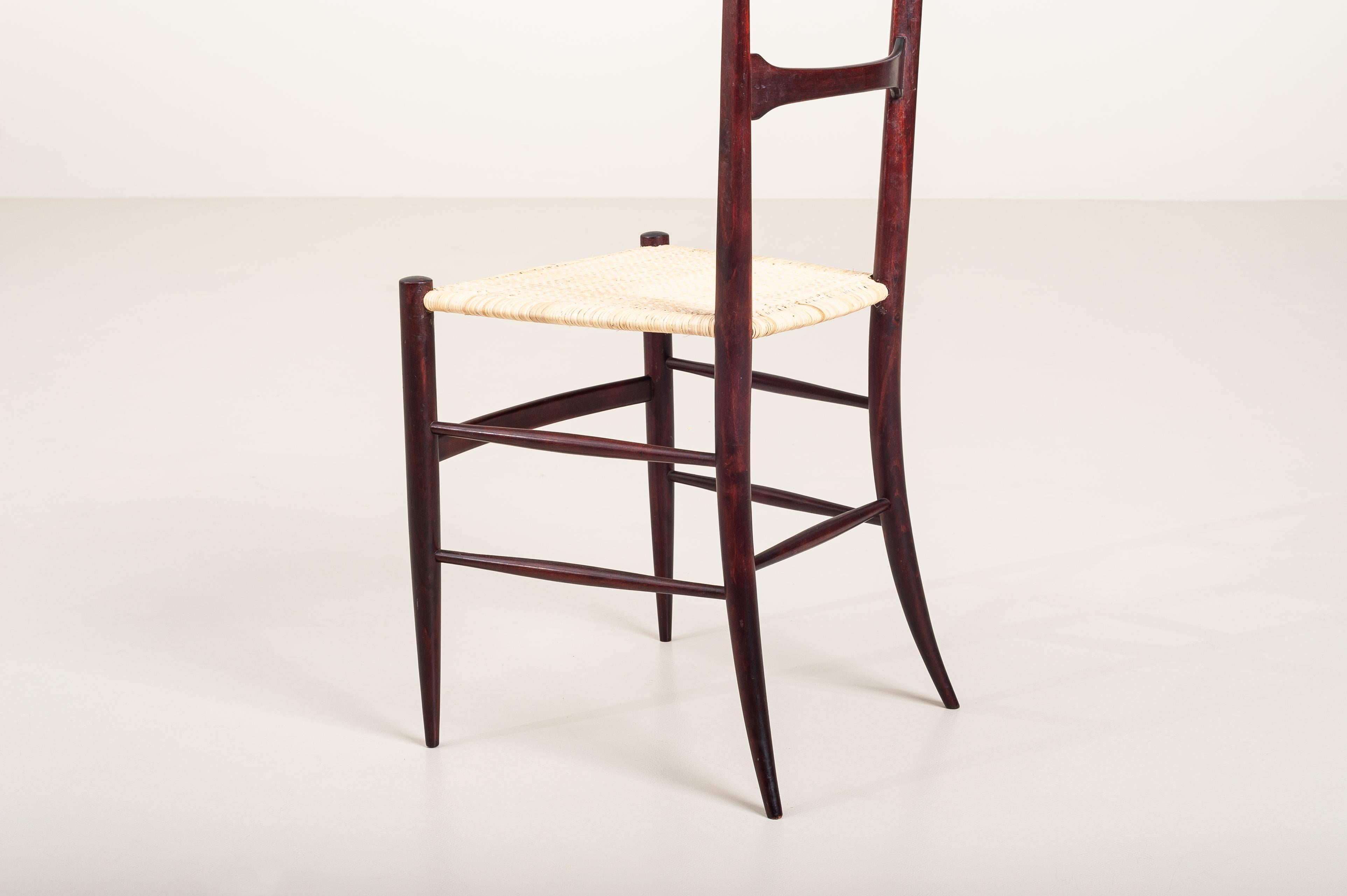 Cane Emanuele Rambaldi, 6 Dining Chairs Leggerissima Model, Figli Di Sanguineti, 1951 For Sale