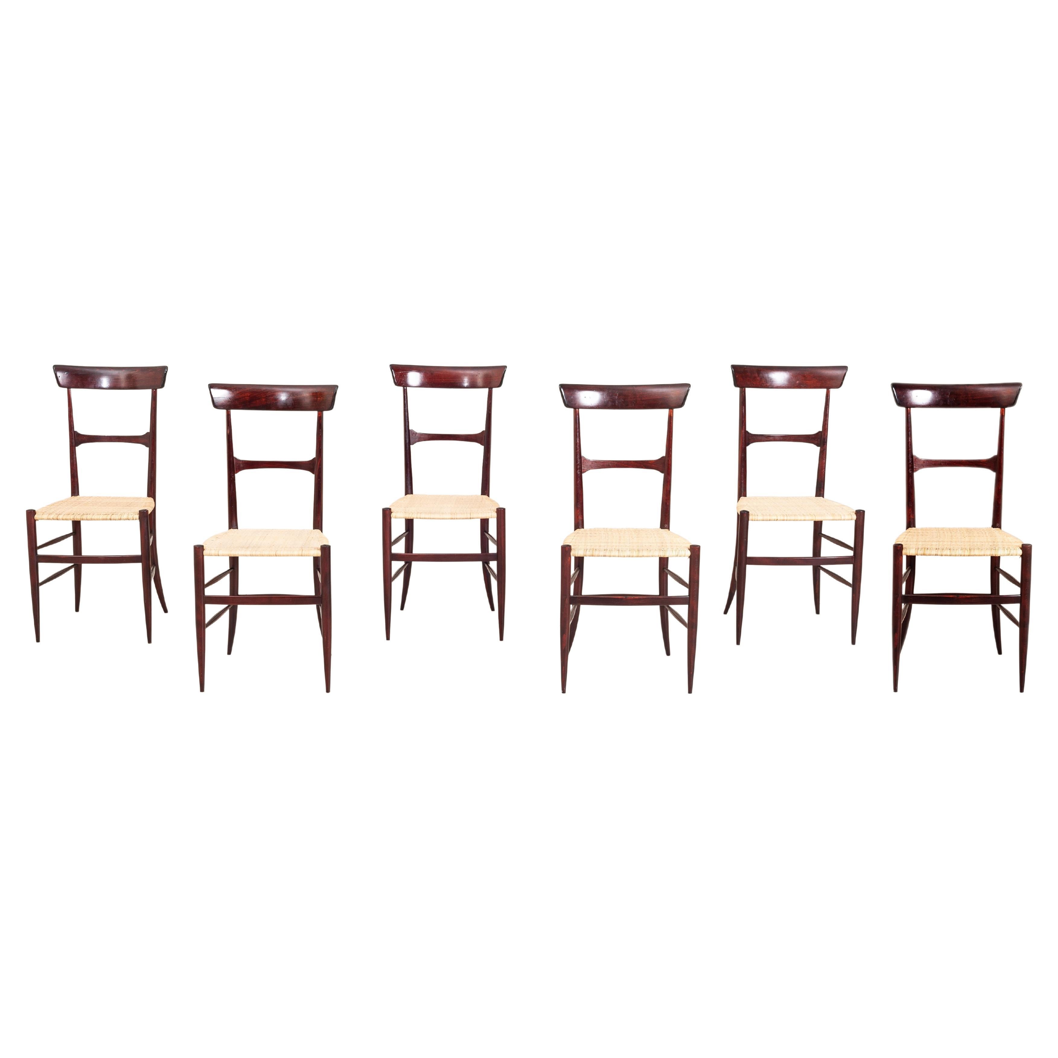 Emanuele Rambaldi, 6 Dining Chairs Leggerissima Model, Figli Di Sanguineti, 1951 For Sale