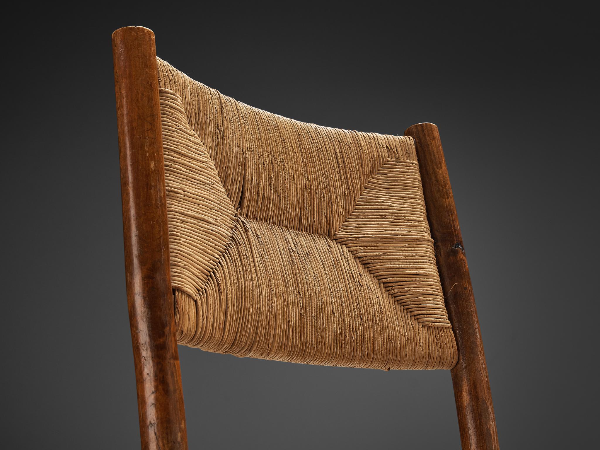 Moderne Chaise de salle à manger Emanuele Rambaldi pour Chiappe en bois et paille tissée  en vente
