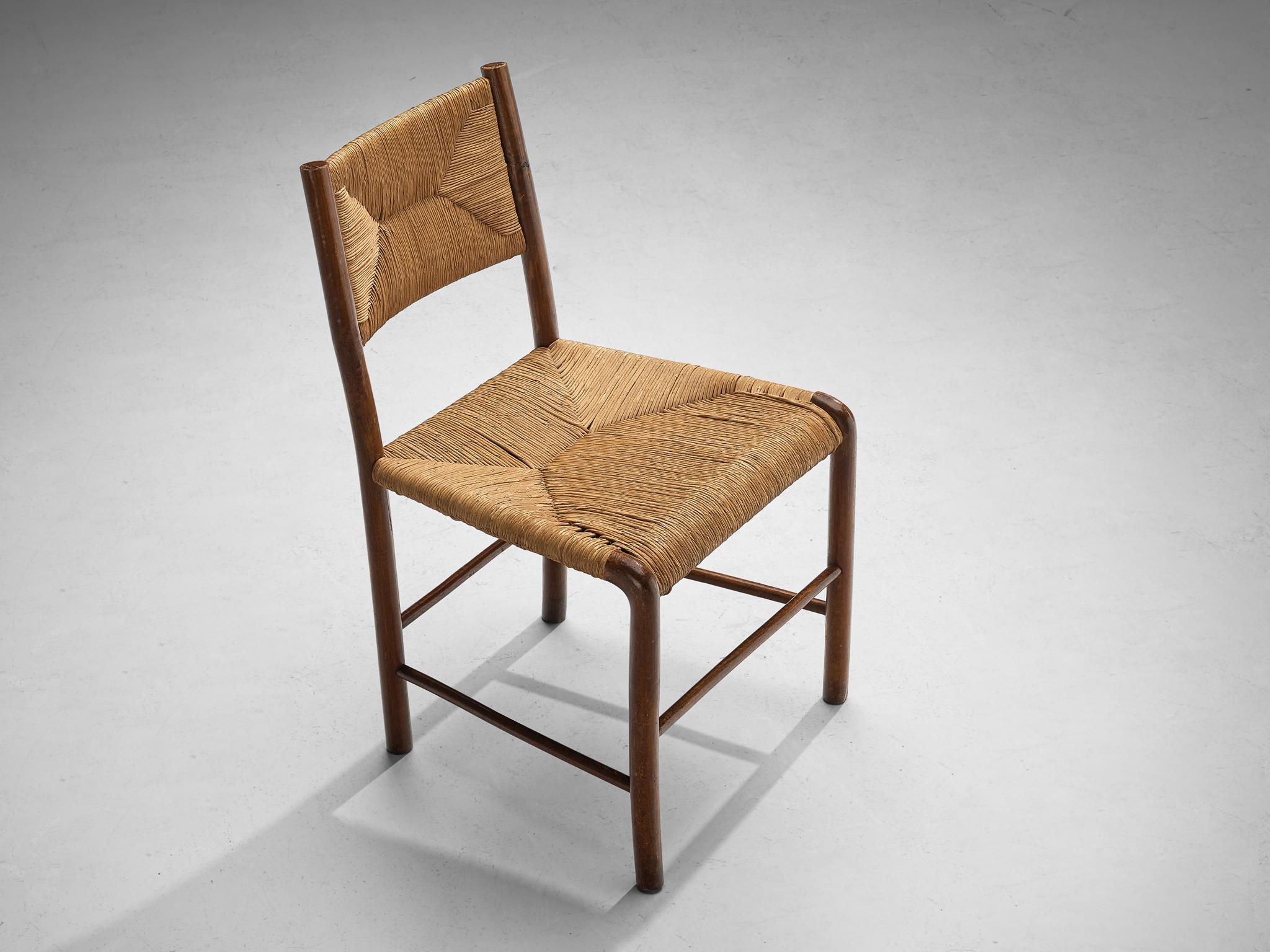 Emanuele Rambaldi for Chiappe Dining Chair in Wood and Woven Straw  In Good Condition For Sale In Waalwijk, NL